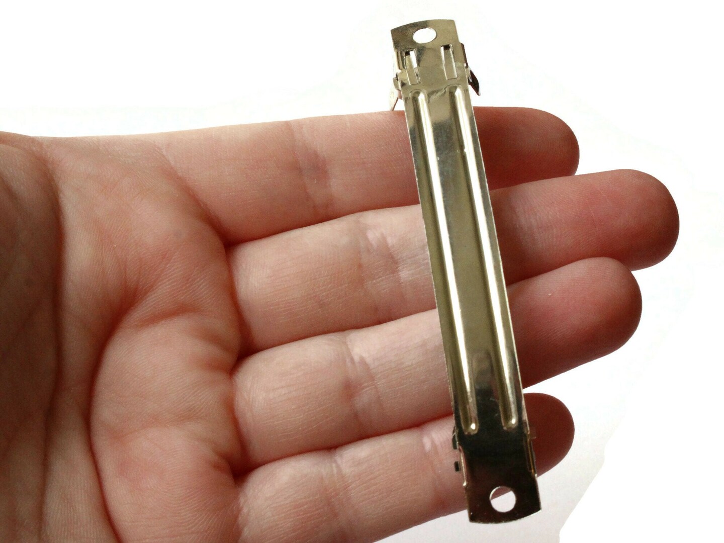 4 80mm Vintage French Barrettes - Nickel Plated Steel Hair Clips