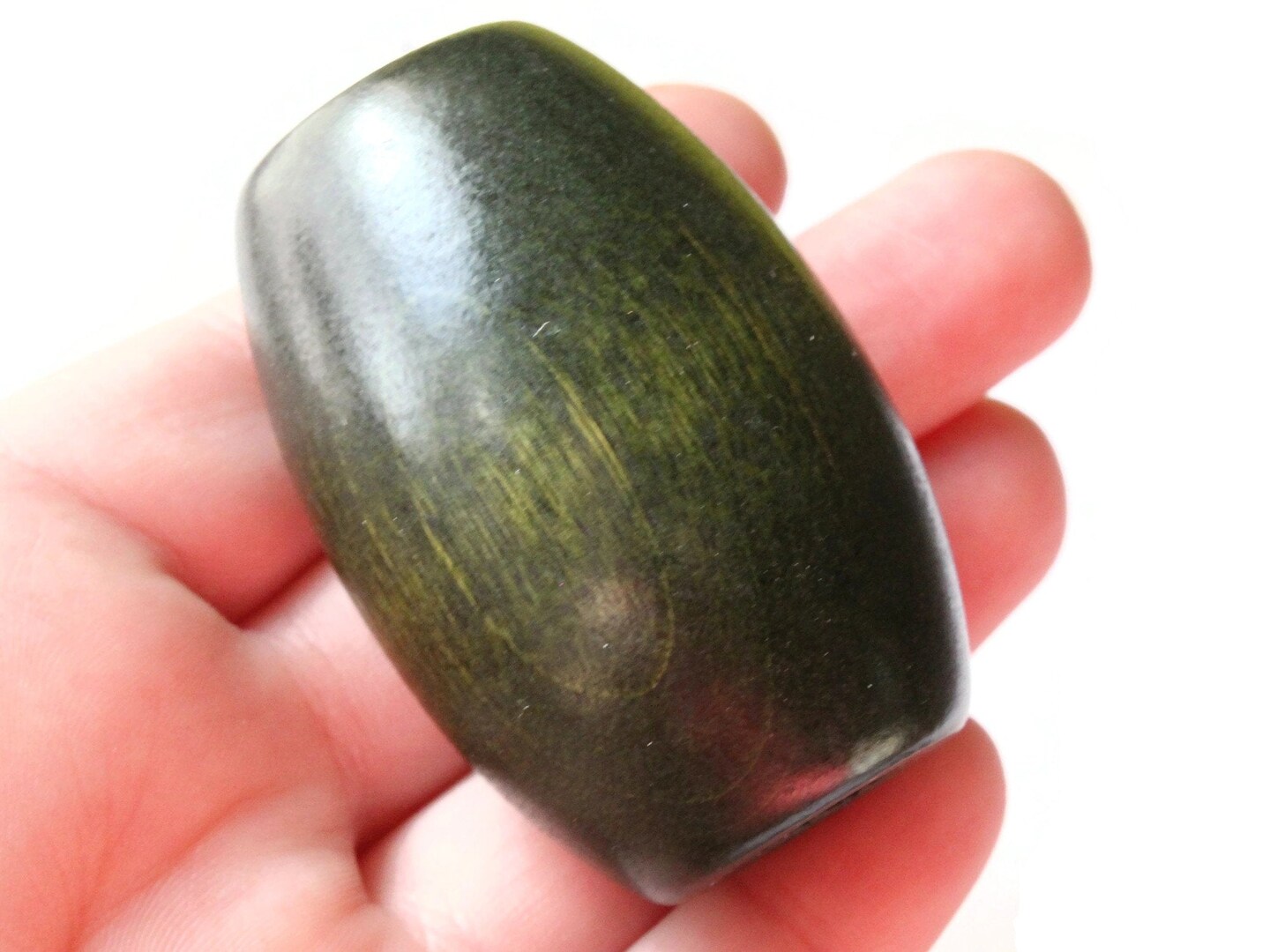 2 53mm Ridiculously Huge Dark Green Barrel Beads - Vintage Wooden Macrame Beads