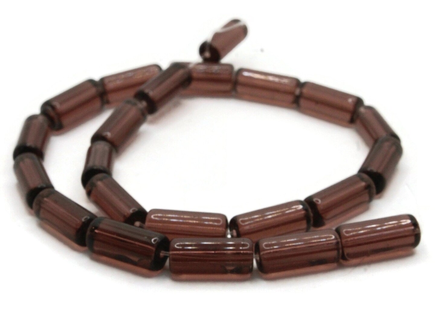 22 15mm Clear Purple Glass Tube Beads
