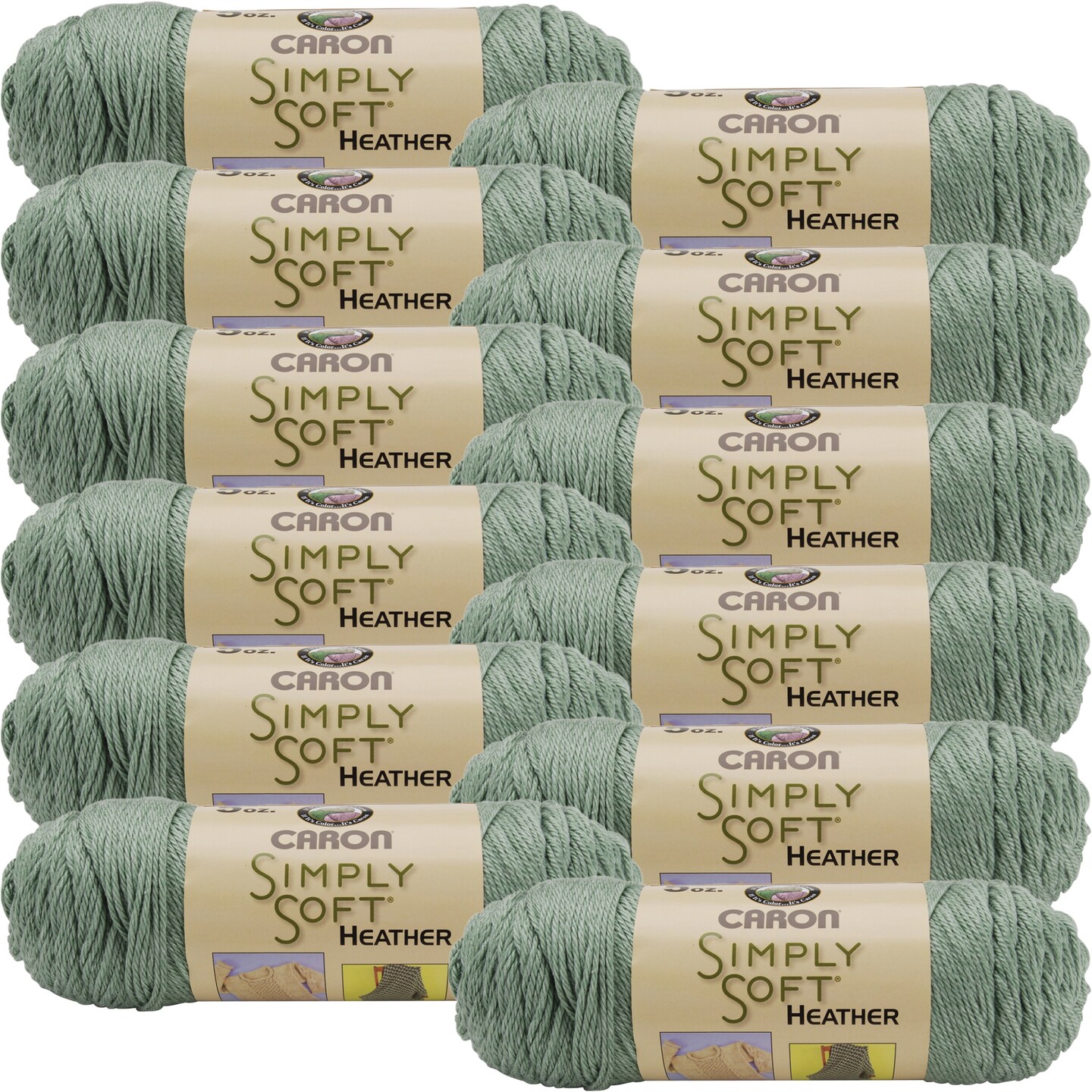 Multipack of 12 - Caron Simply Soft Heathers Yarn-Woodland