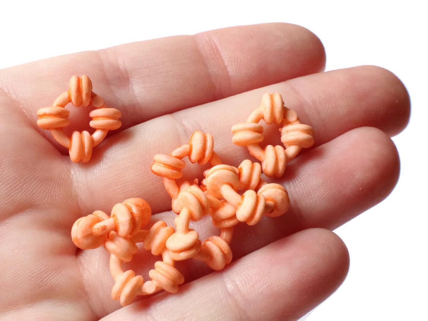 20 15mm Orange Ring Vintage Plastic Beads Links Loose Beads Large Hole Donut Beads