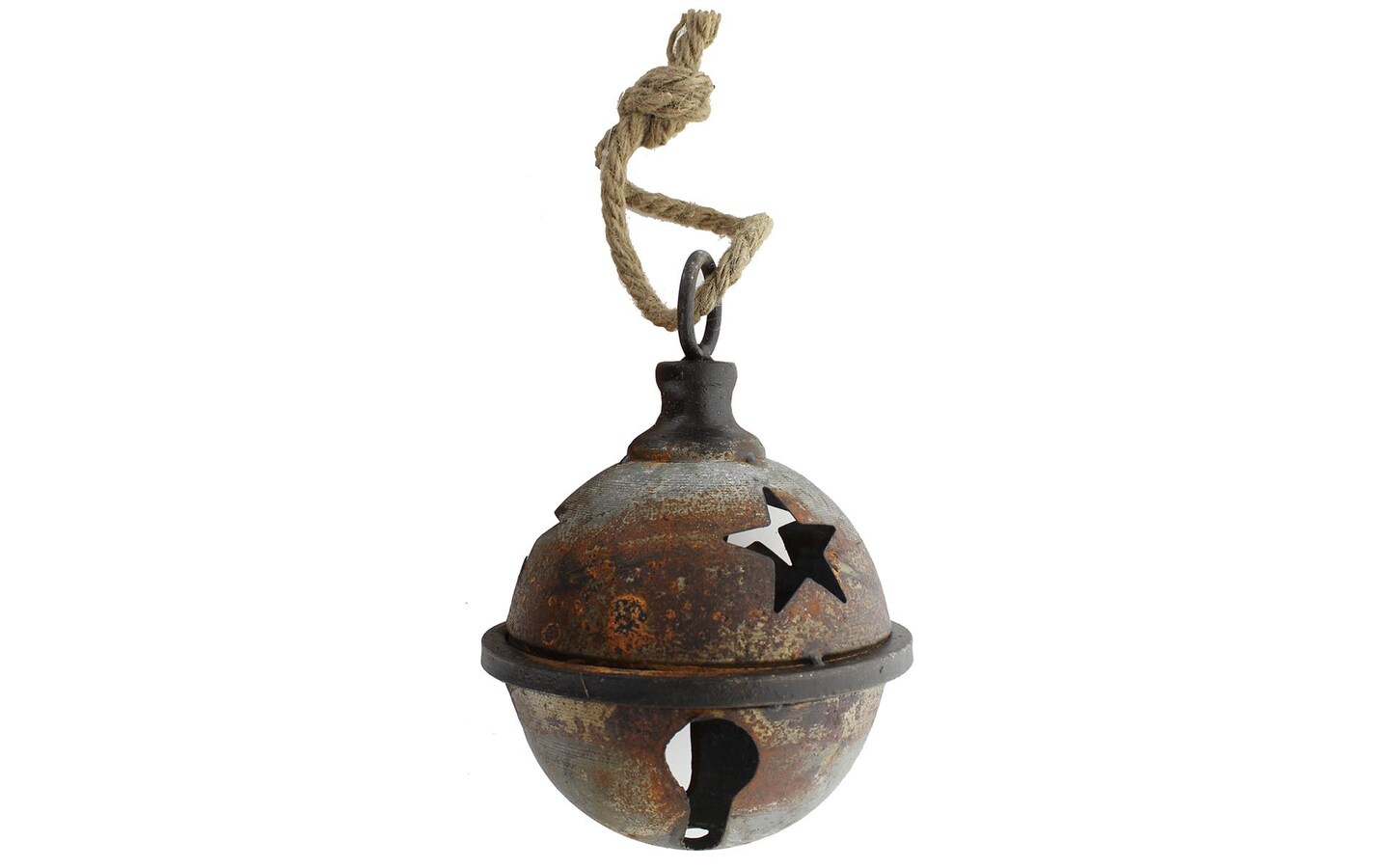 Spc Metal Jingle Bell 5&#x22; With Star Cut Out Rust