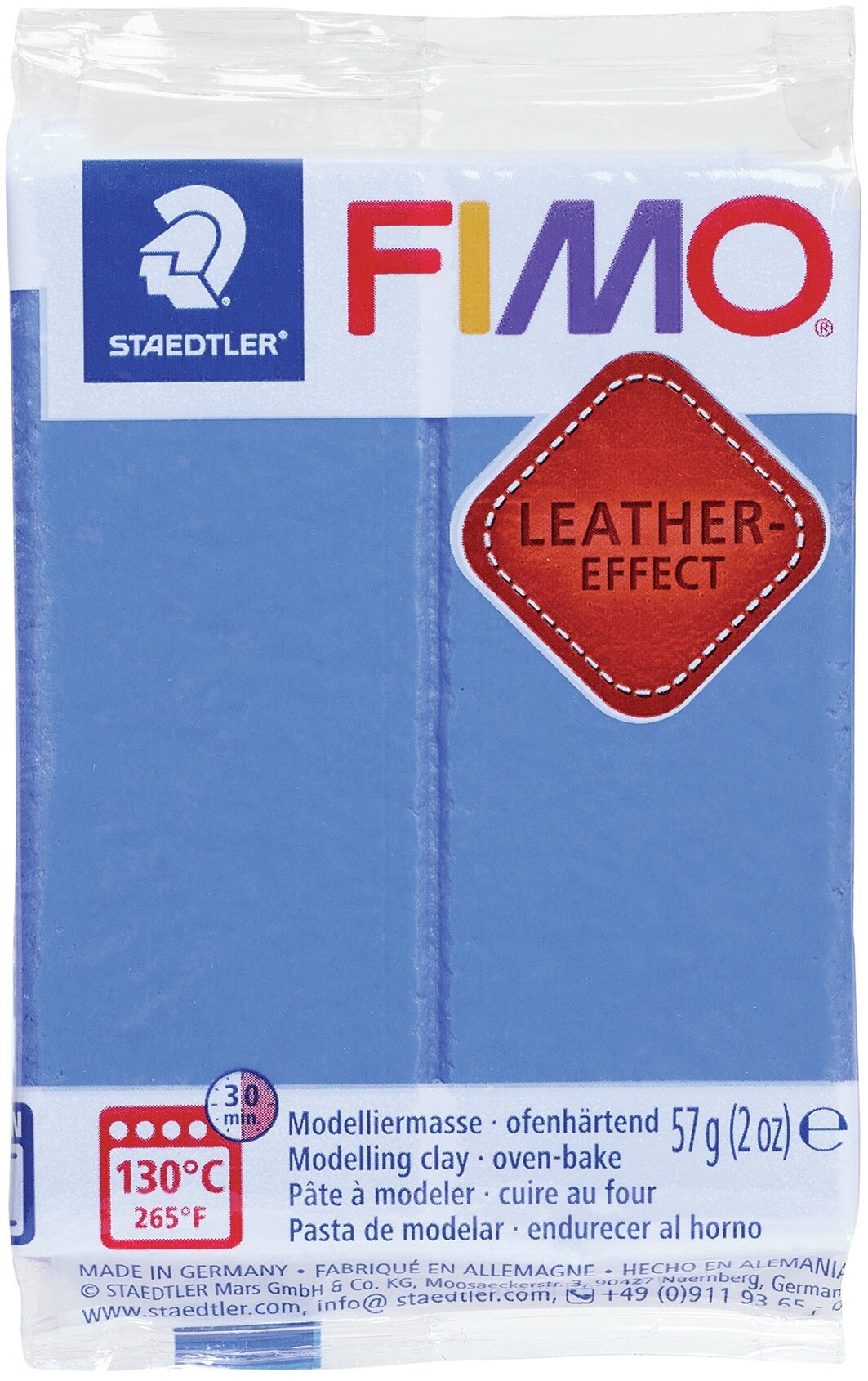 Fimo Leather Effect Polymer Clay 2Oz-Indigo Blue