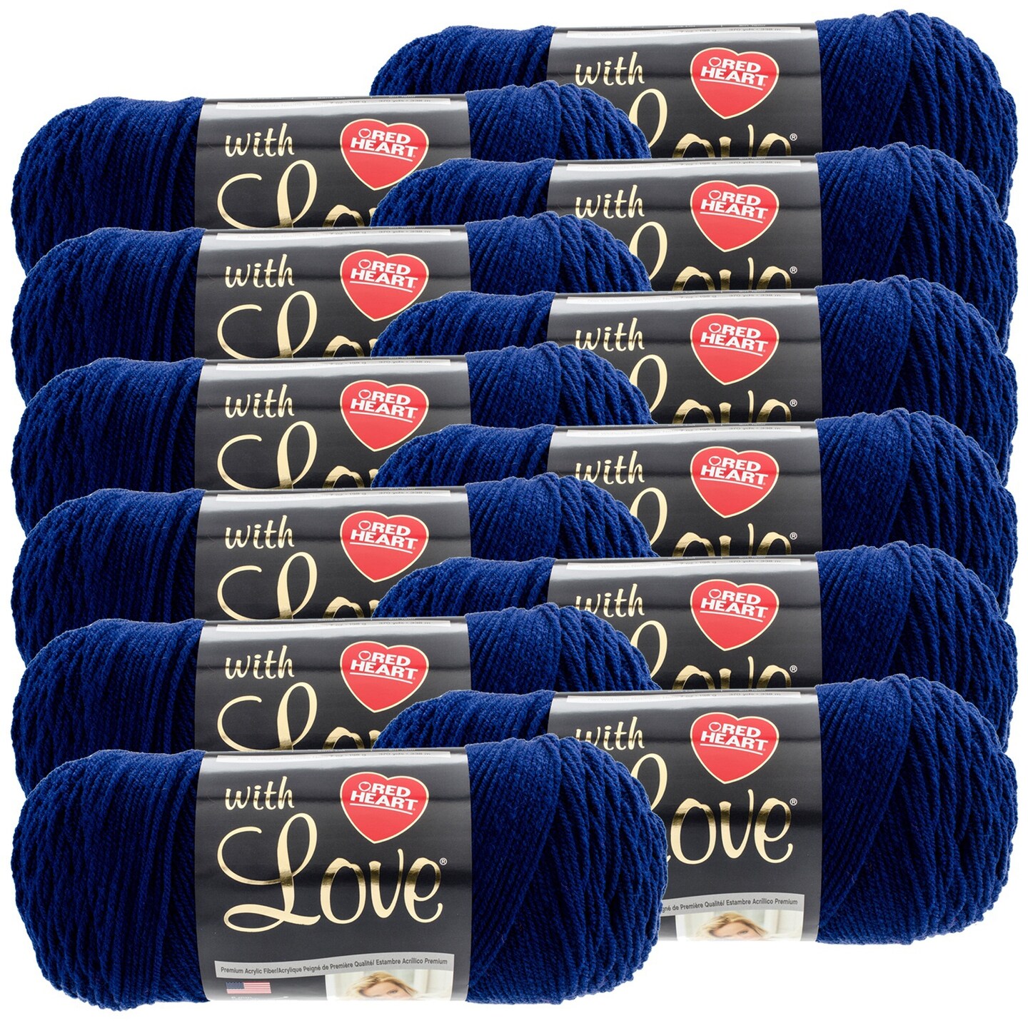 Multipack of 12 - Red Heart With Love Yarn-Navy
