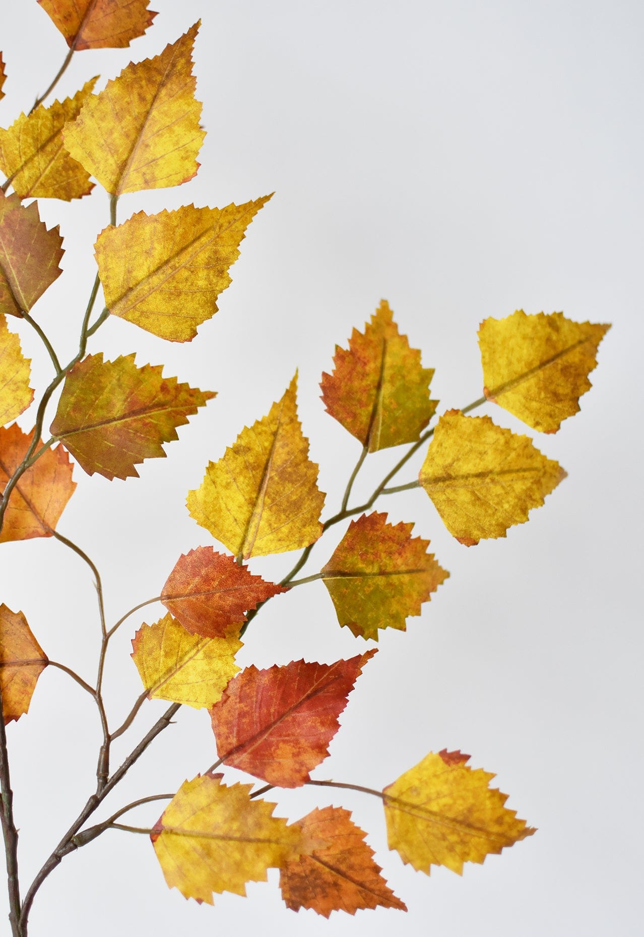 26&#x22; Faux Birch Leaf Stem Orange / Mustard / Yellow