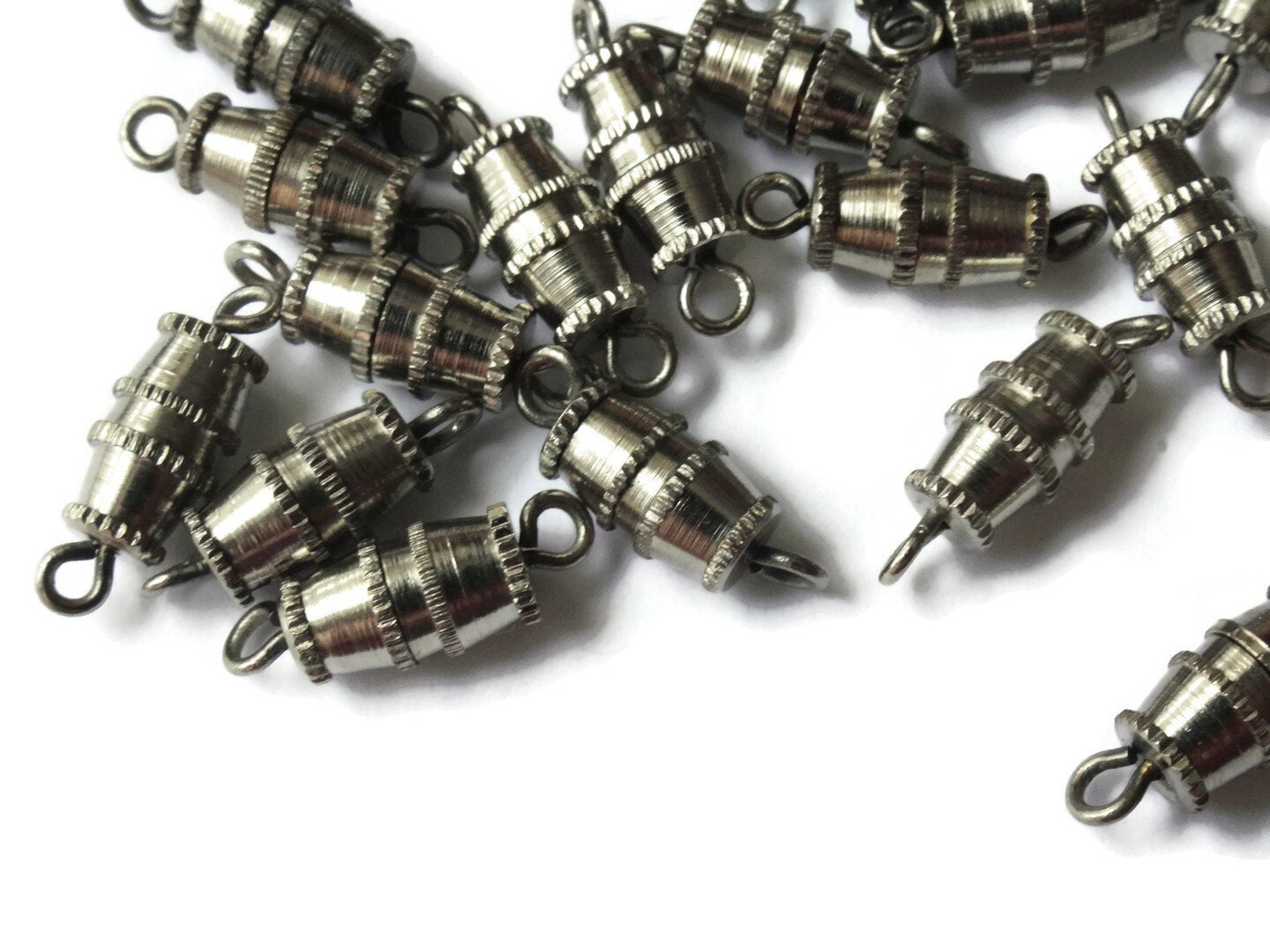 20 10mm Vintage Screw Barrel Clasps Antique Silver Grey Metal Clasps bO2