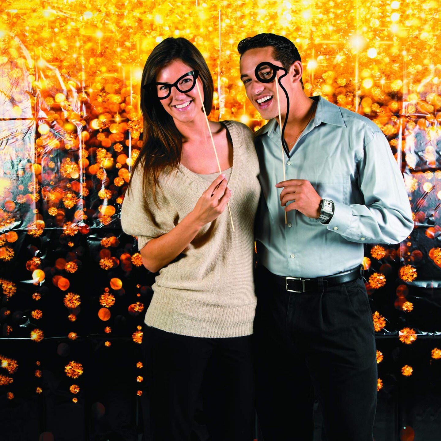 Celebration Lights Backdrop Banner for Christmas (3 Panels Make Backdrop 9' wide x 6' tall) DIY Photo Booths, Christmas Parties, Wedding Reception, Birthday Parties, New Year's Eve, Events and More!