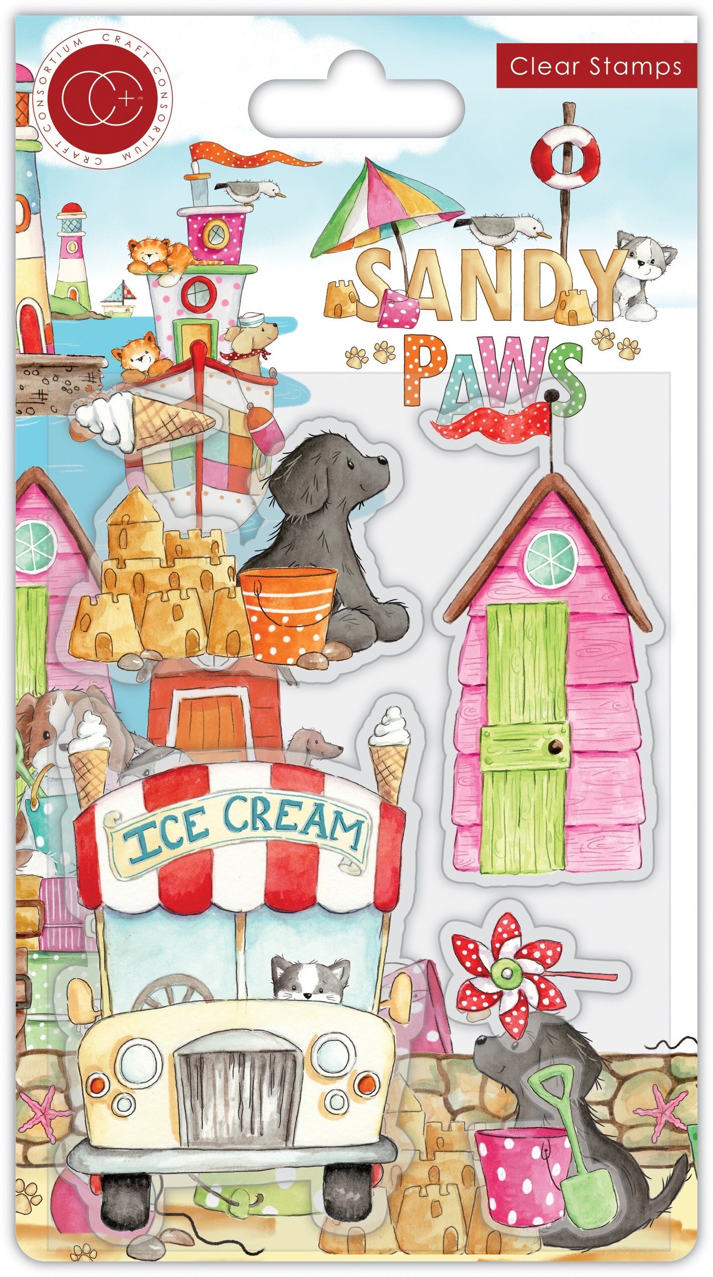 Craft Consortium A5 Clear Stamps-Ice Cream, Sandy Paws