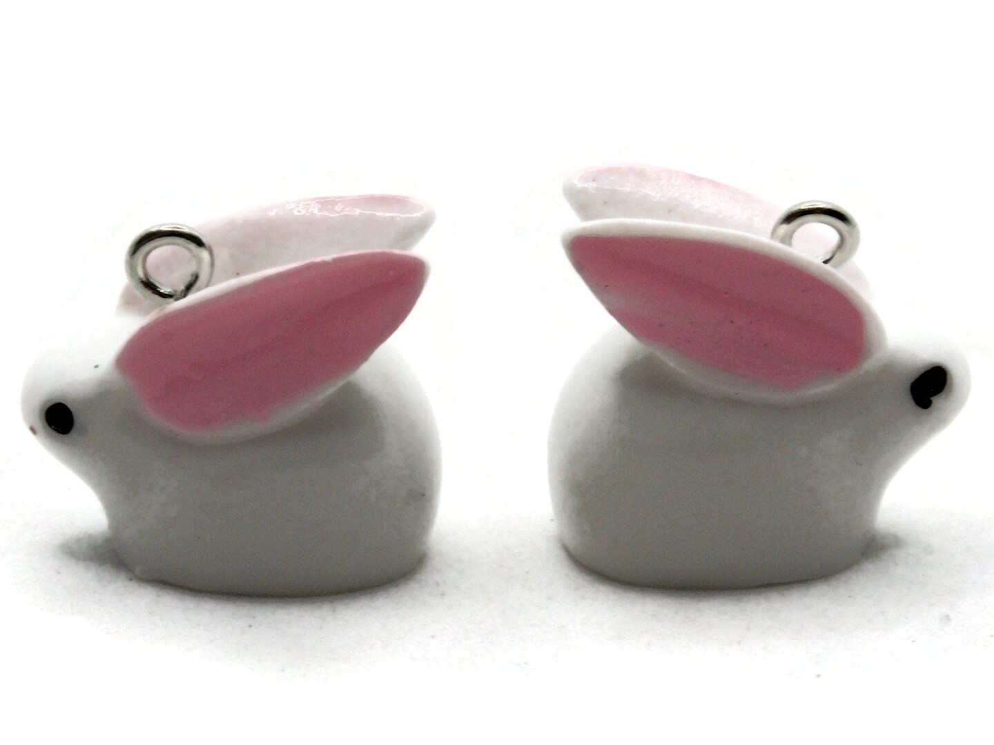 2 17mm White Resin Bunny Rabbit Charms