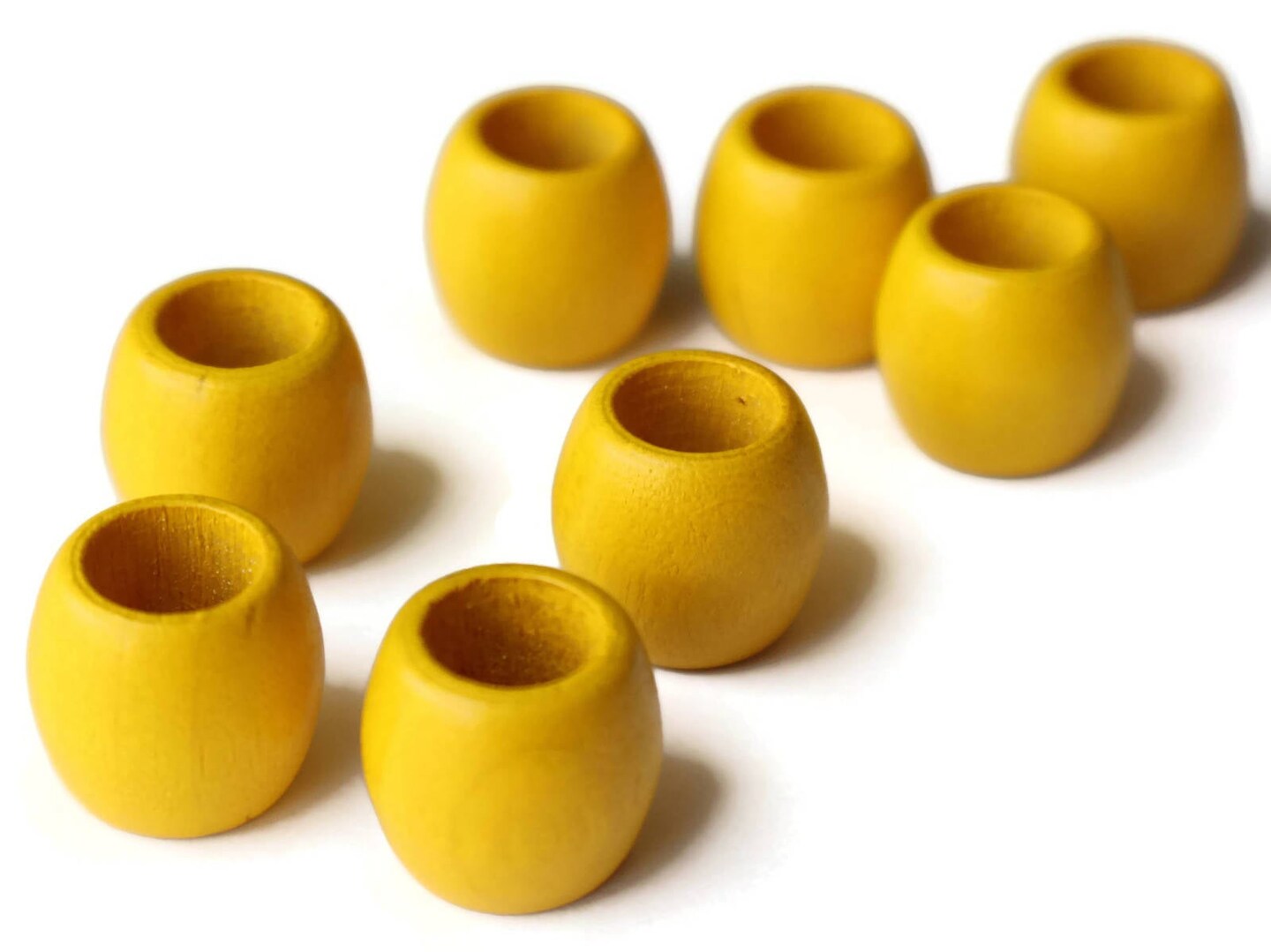 8 17mm Wooden Barrel Beads Large Hole Yellow Vintage Wood Beads
