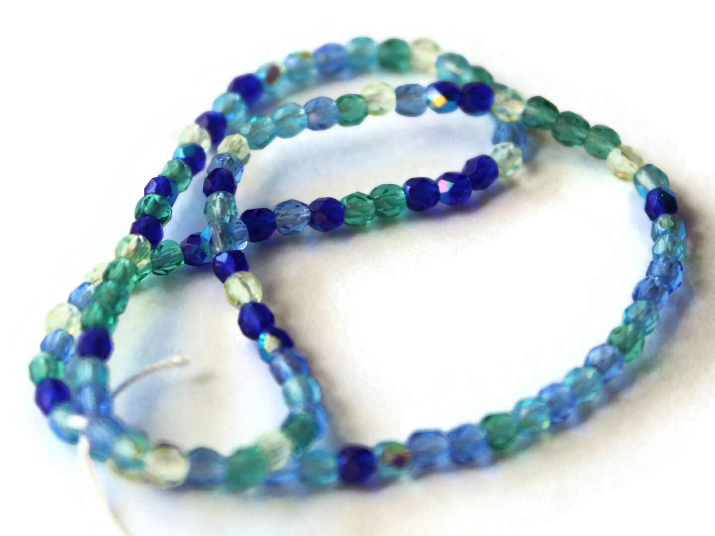 100 3mm Faceted Round Mixed Blue Beads Crystal Beads