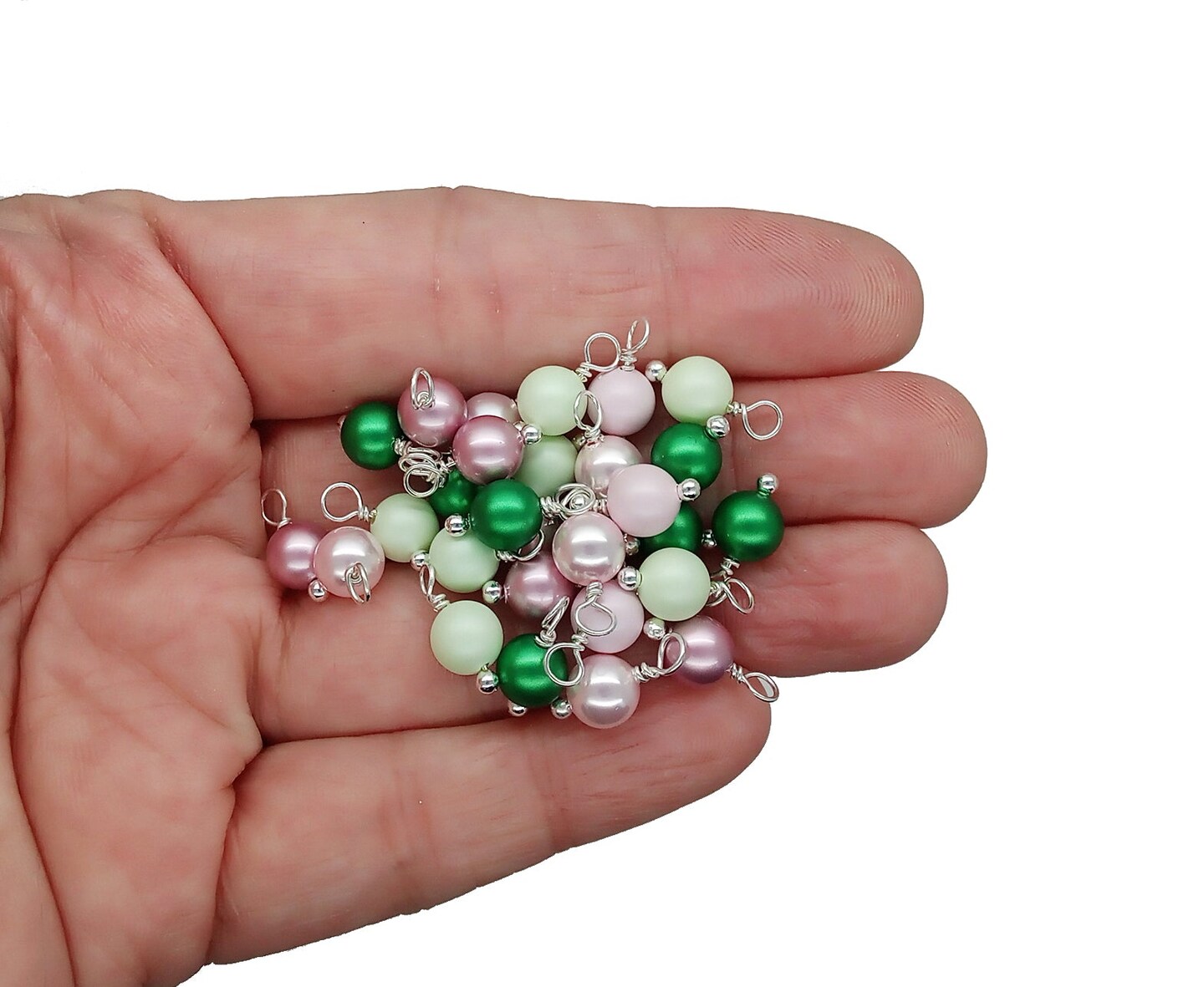 Crystal Charms Mix, 20pc Pink & Green Pearl Dangles, Adorabilities