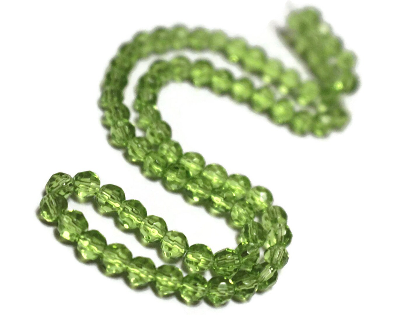 75 4mm Light Green Crystal Faceted Round Beads Full 12 Inch Strand