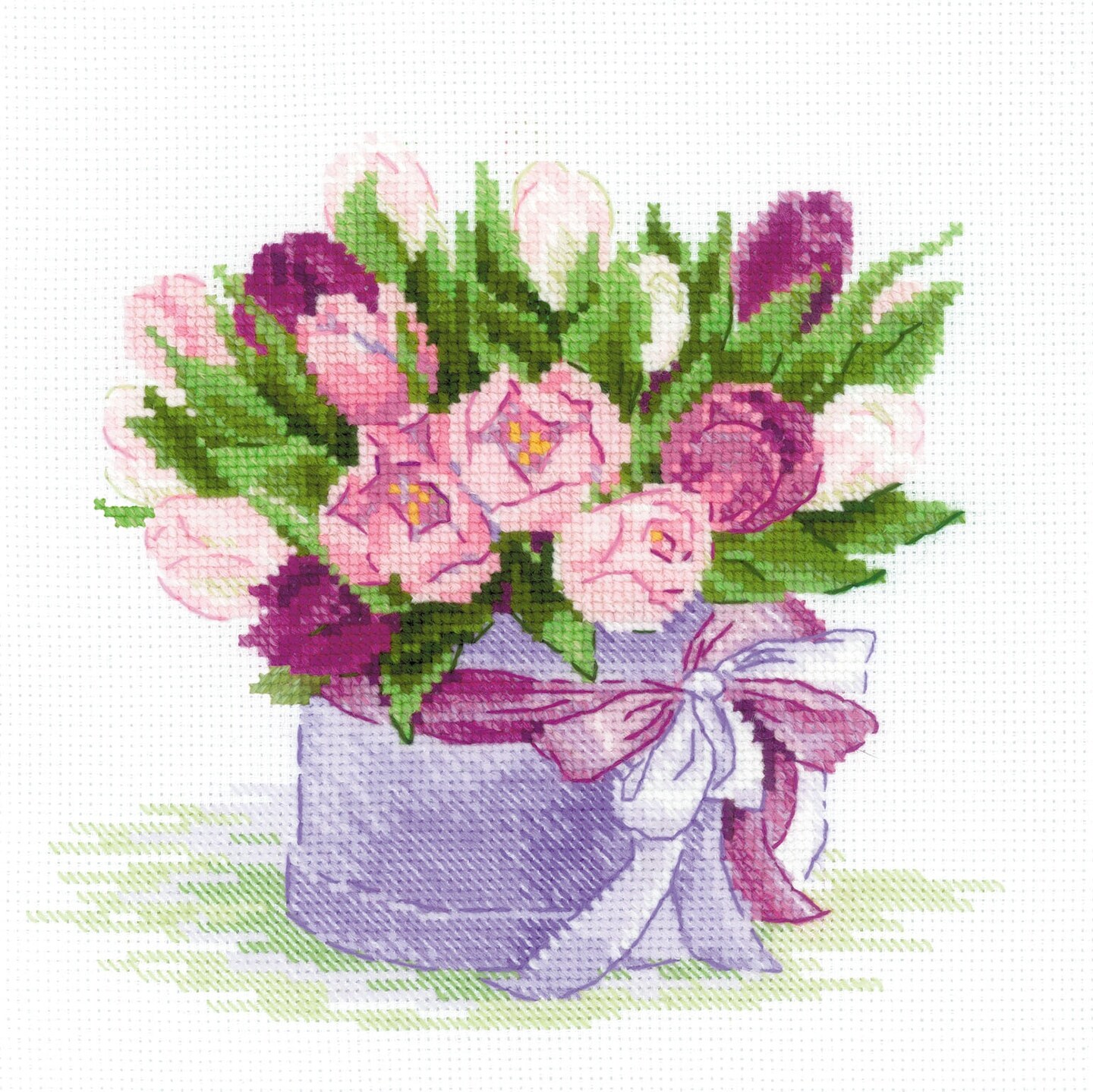 Riolis Counted Cross Stitch Kit 7.75"X7.75"-Tulips Hat Box (14 Count)
