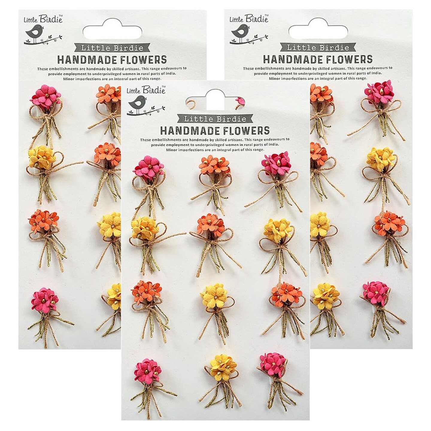 Pack of 3 - Little Birdie Paper Bouquet 12/Pkg-Boho Vibes