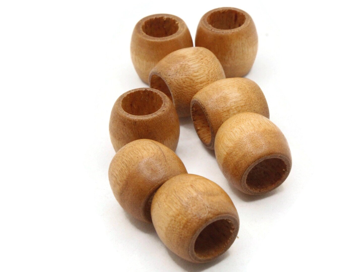 8 17mm Light Brown Large Hole Wooden Barrel Beads