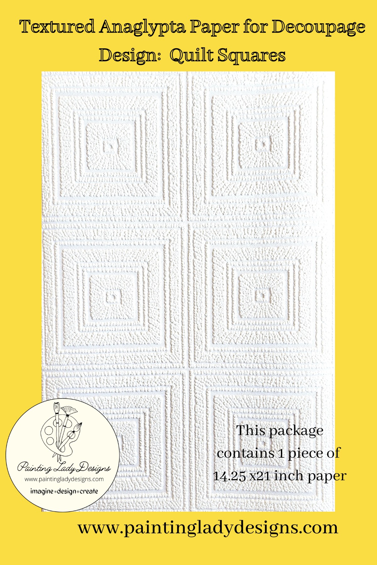 Textured Anaglypta Paper for Decoupage - Quilt Squares Design