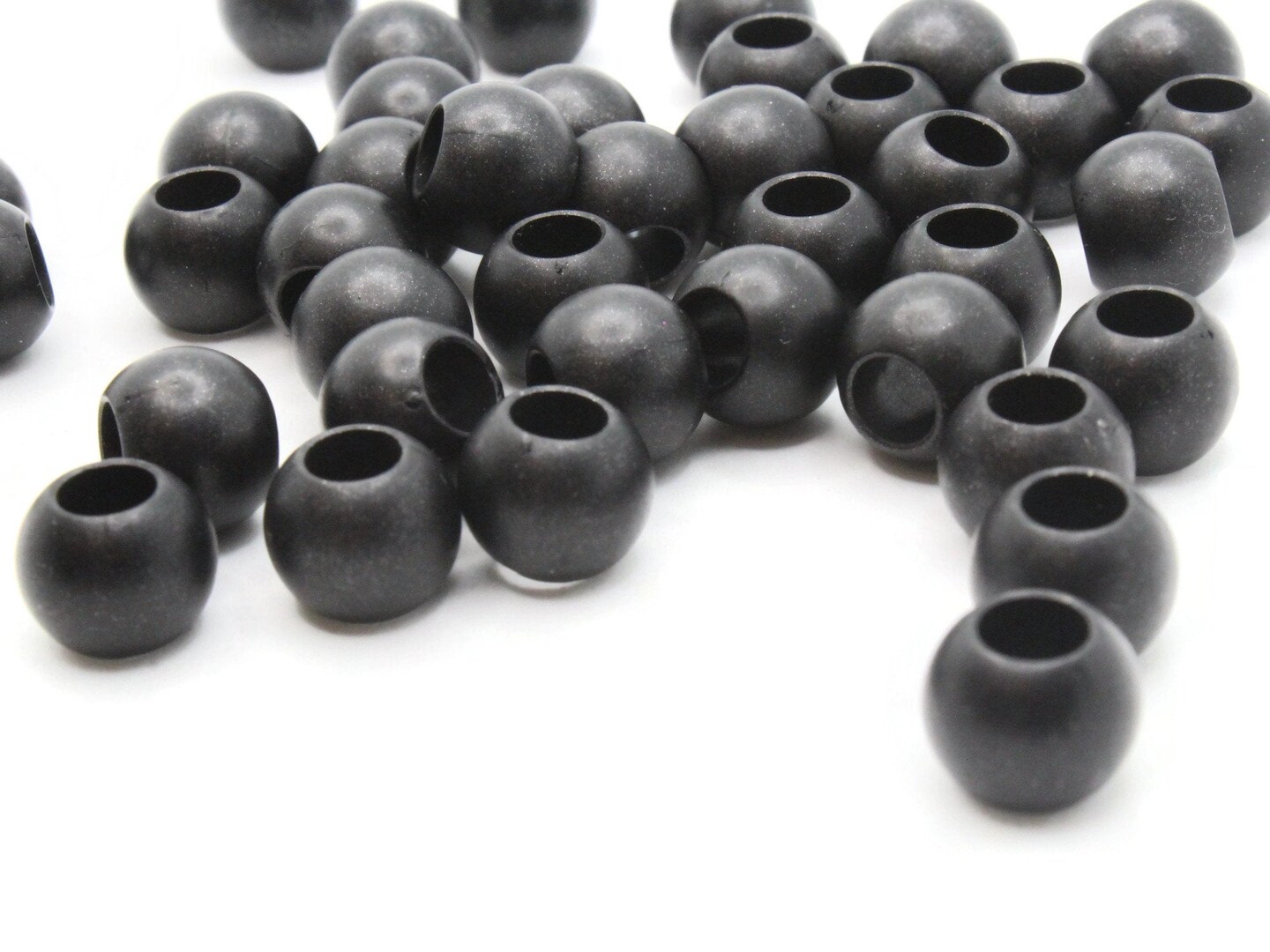 40 12mm Satin Black Round Acrylic Beads