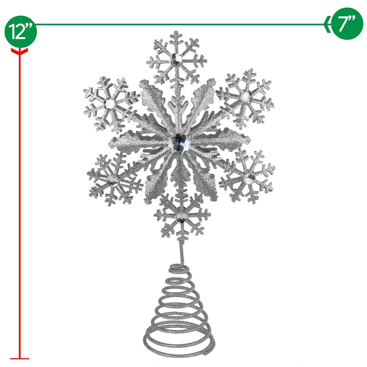 Ornativity Glitter Snowflake Tree Topper - Gold Sparkling Gem Christmas Tree Decoration