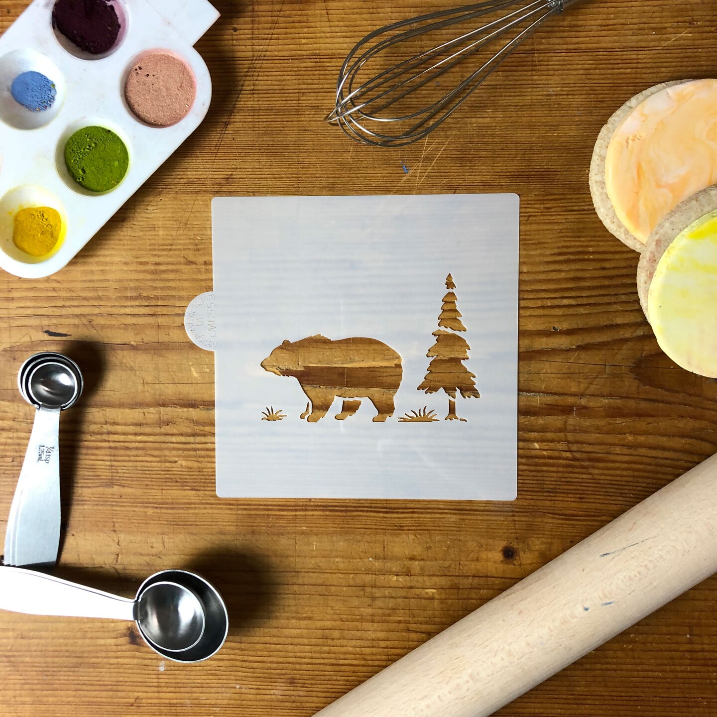 Bear Cookie &#x26; Craft Stencil | CM055 by Designer Stencils | Cookie Decorating Tools | Baking Stencils for Royal Icing, Airbrush, Dusting Powder | Craft Stencils for Canvas, Paper, Wood | Reusable Food Grade Stencil