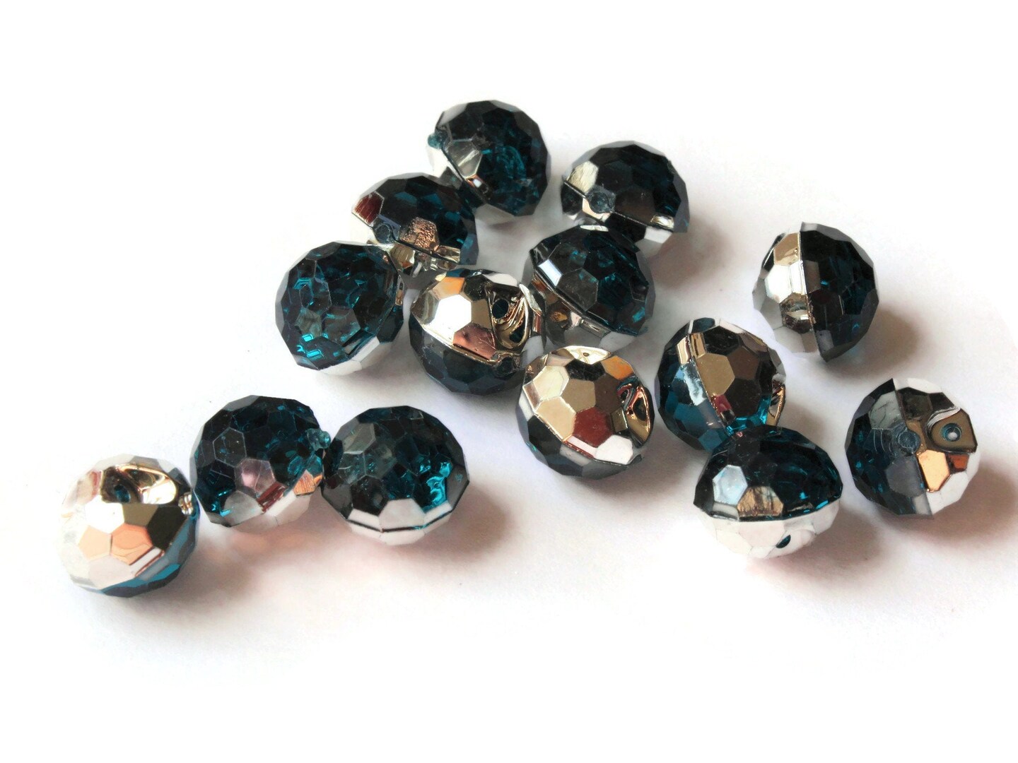 14 12mm Emerald Green Button Teal Acrylic Buttons Faceted Round Shank Buttons