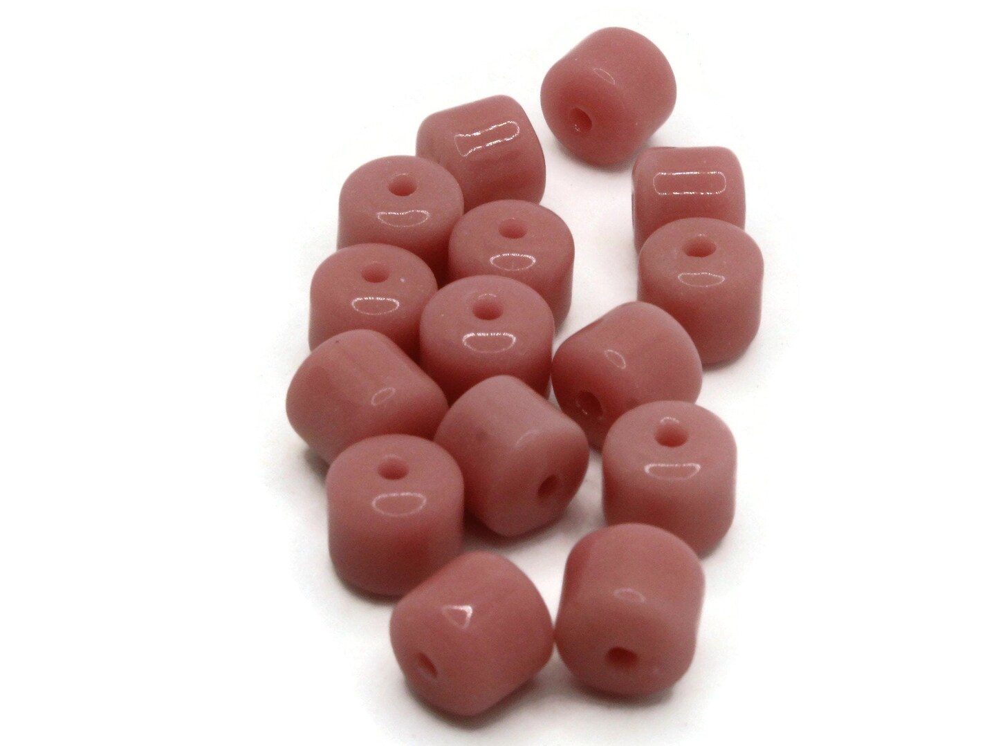 15 10mm Vintage Pink Glass Tube Beads