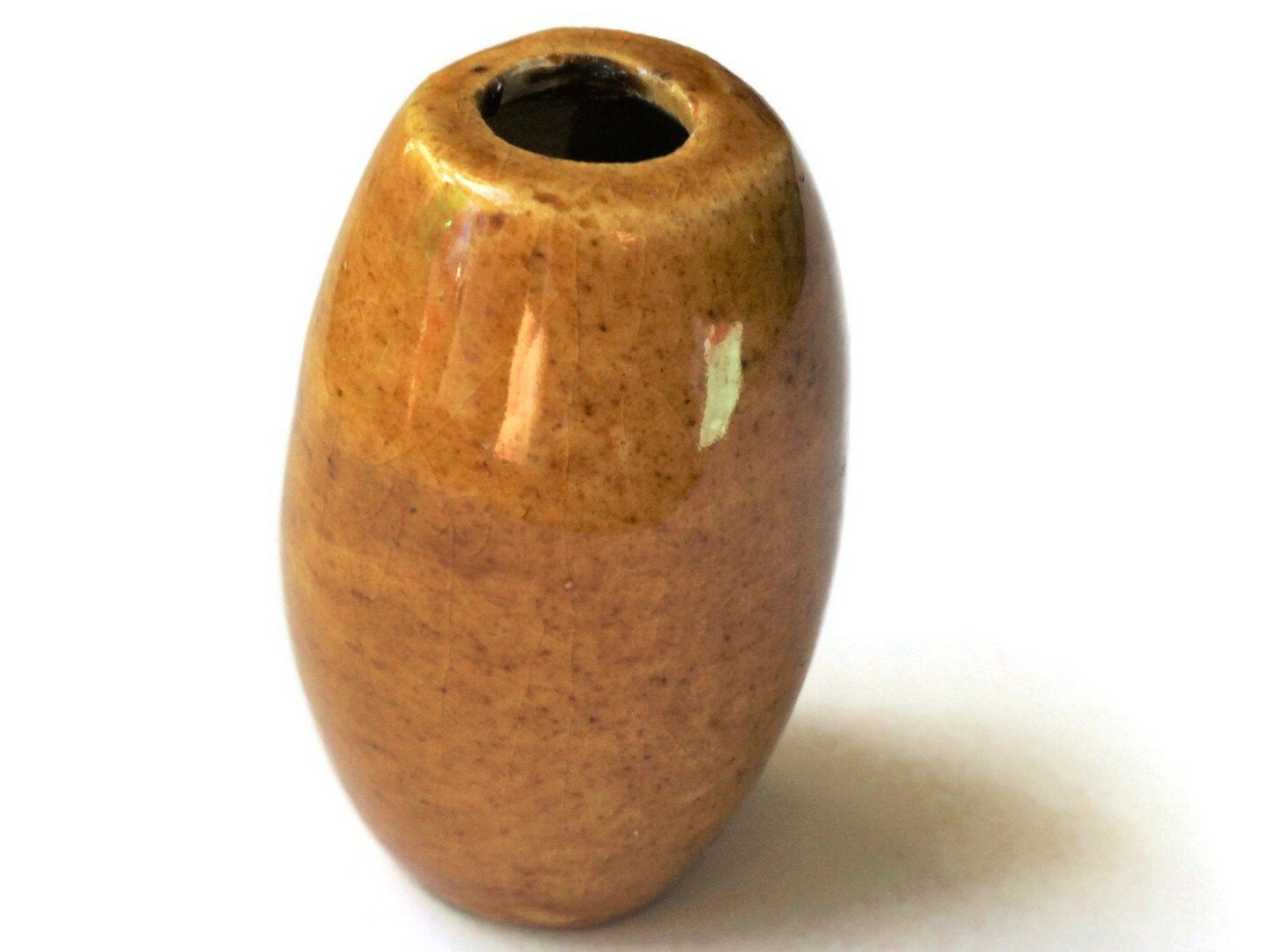 40mm Brown Tube Bead Vintage Macrame Bead Ceramic Large Hole Bead bD2