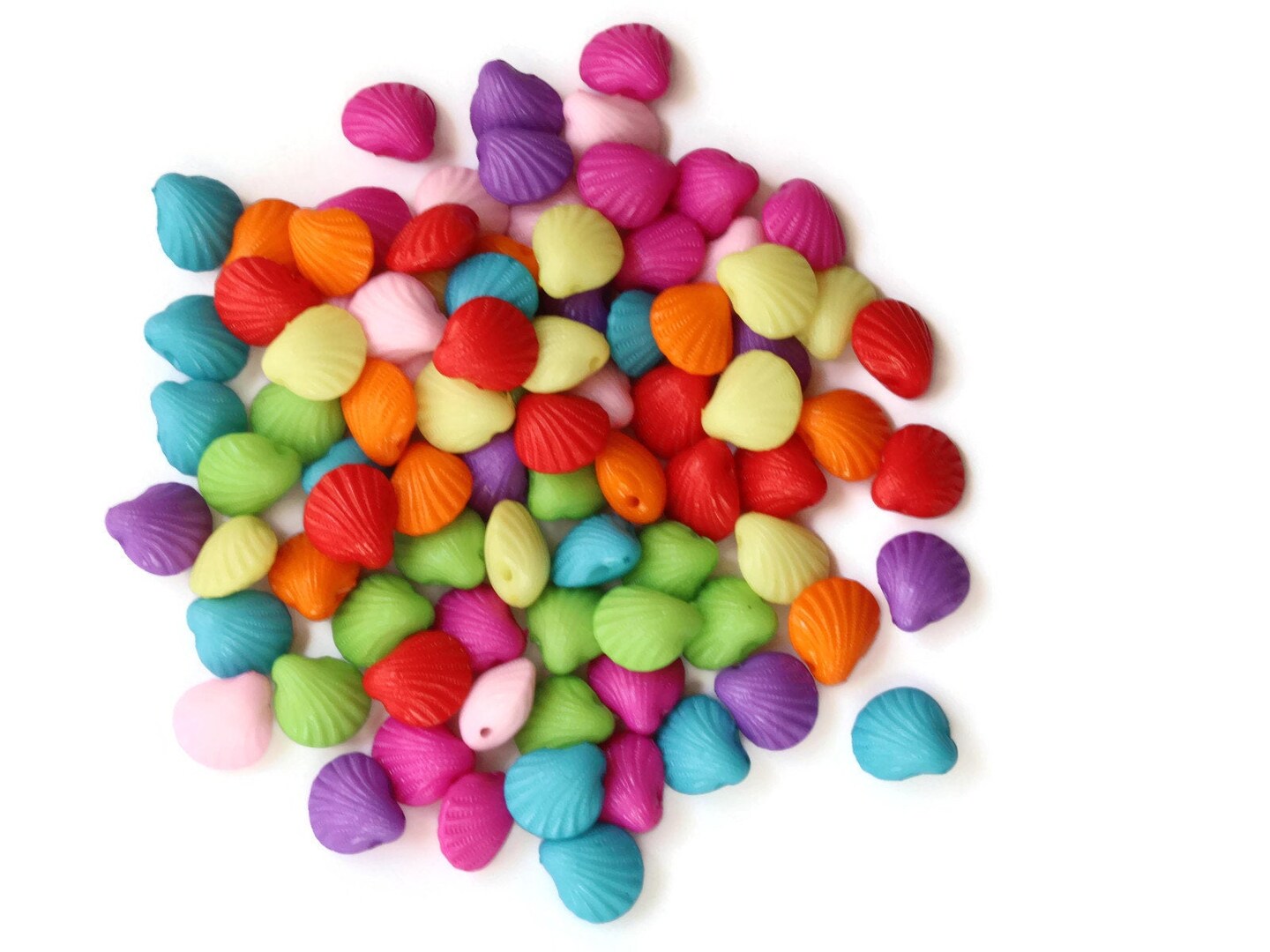62 12mm Mixed Color Plastic Oyster Shell Beads