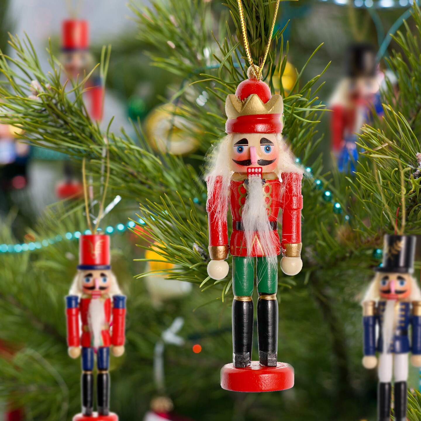Ornativity Nutcrackers Hanging Ornament Figures - Christmas Mini Wooden King and Soldier Nutcracker