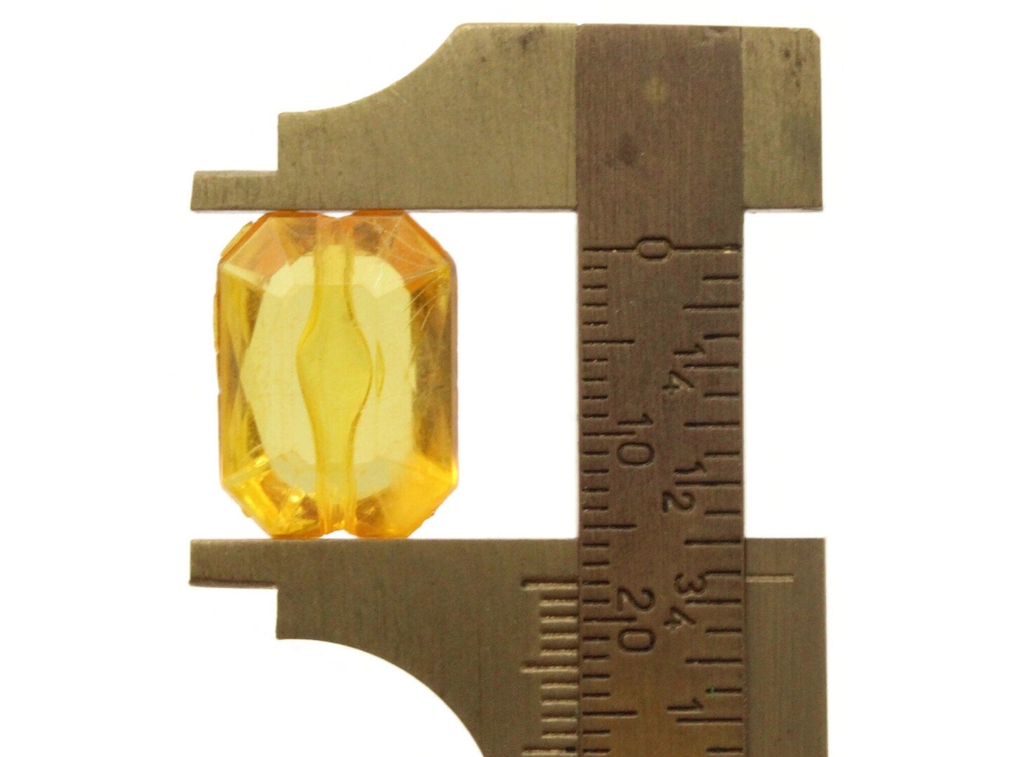 12 18mm Yellow Acrylic Gems - Rectangle Jewel Beads
