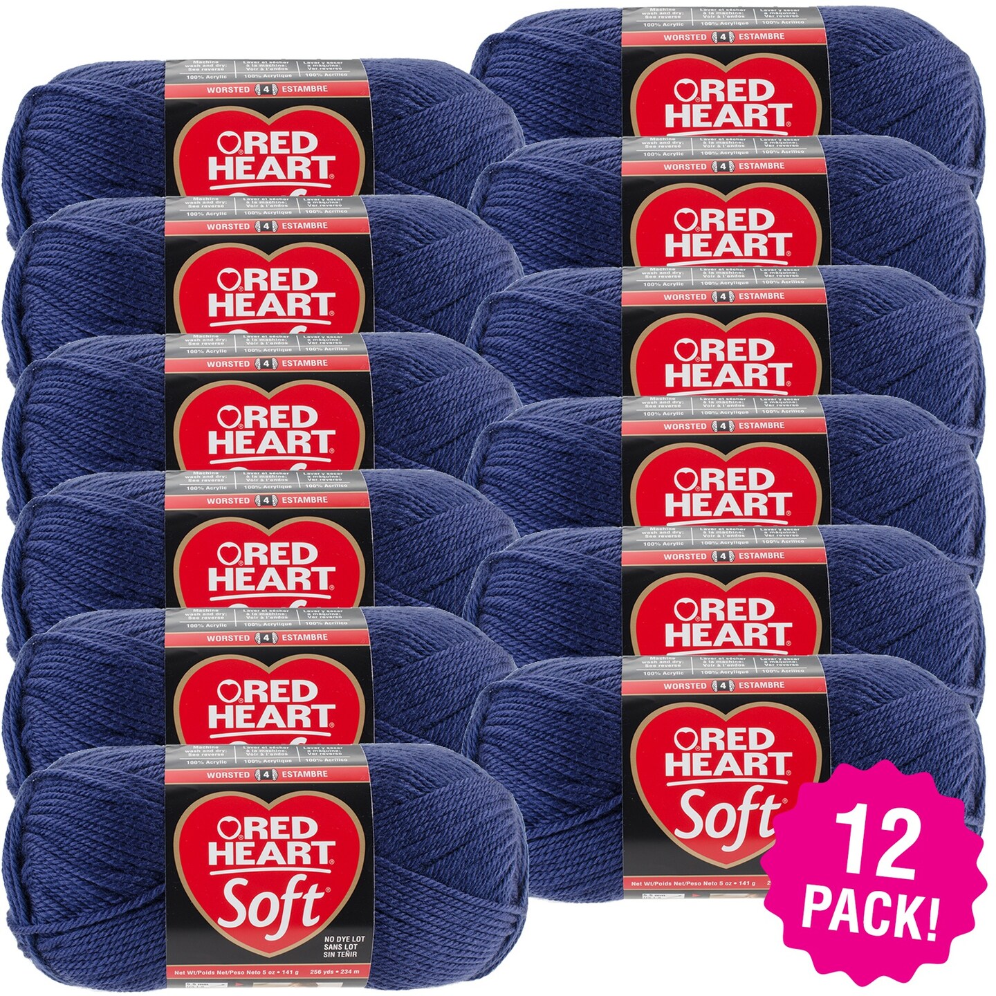 Multipack of 12 - Red Heart Soft Yarn-Navy