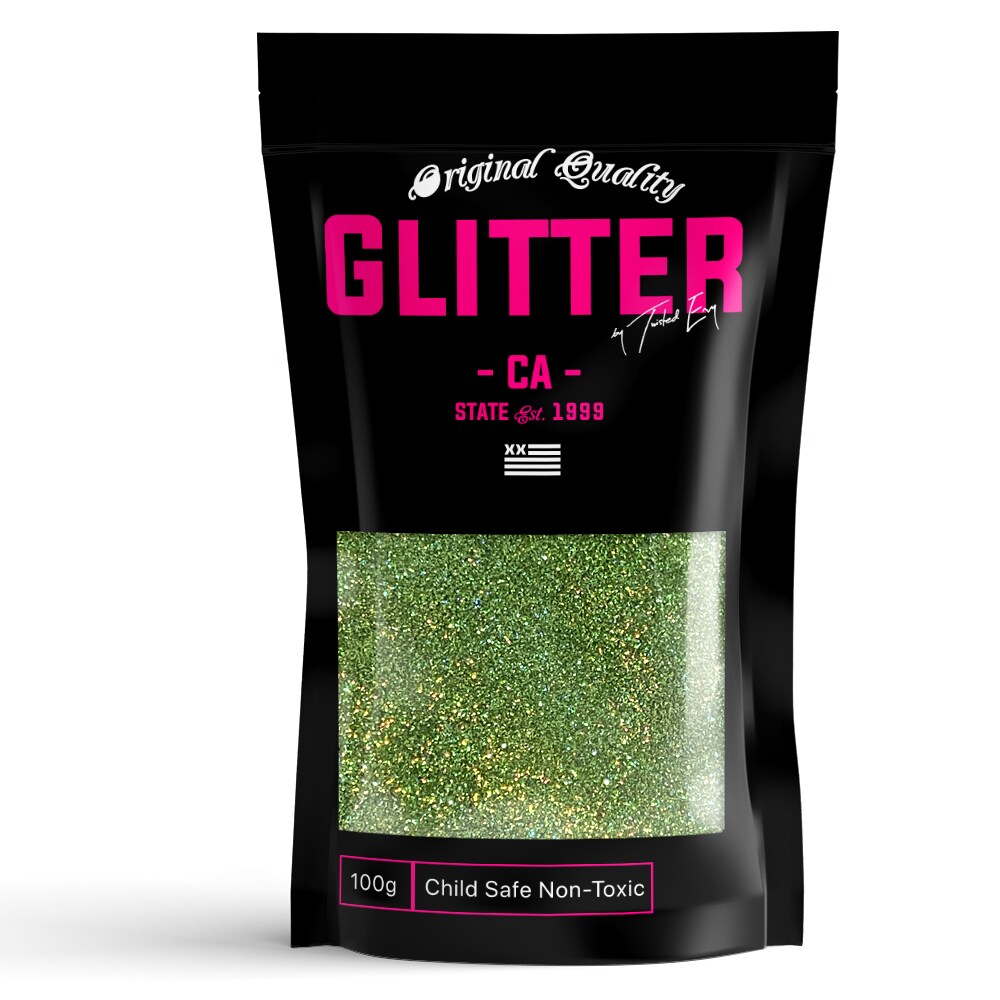 Light Green Holographic Premium Glitter Multi Purpose Dust Powder 100g / 3.5oz for use with Arts &#x26; Crafts Wine Glass Decoration Weddings Cards Flowers Cosmetic Face Body (PACKAGING MAY VARY)