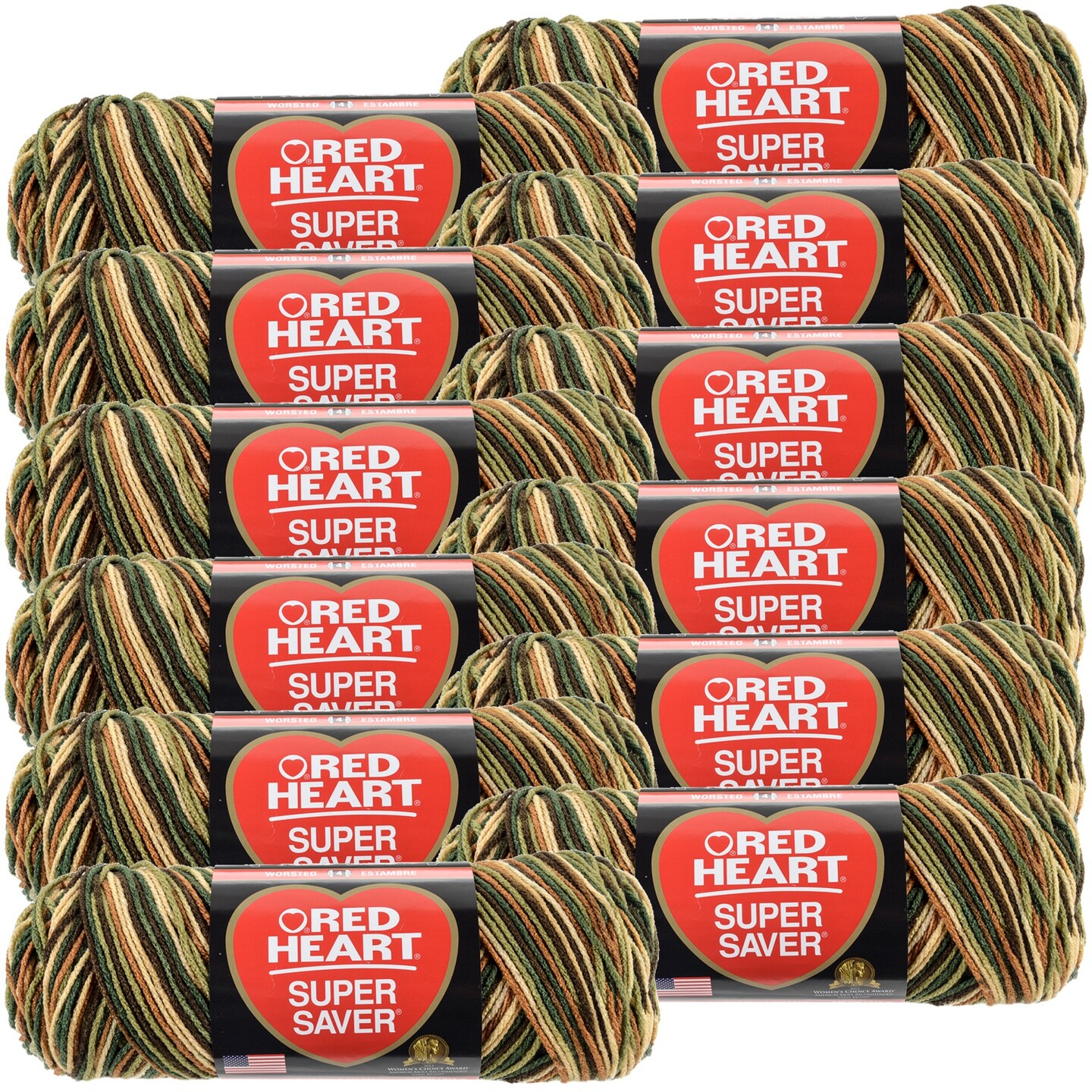 Multipack of 12 - Red Heart Super Saver Yarn-Woodsy