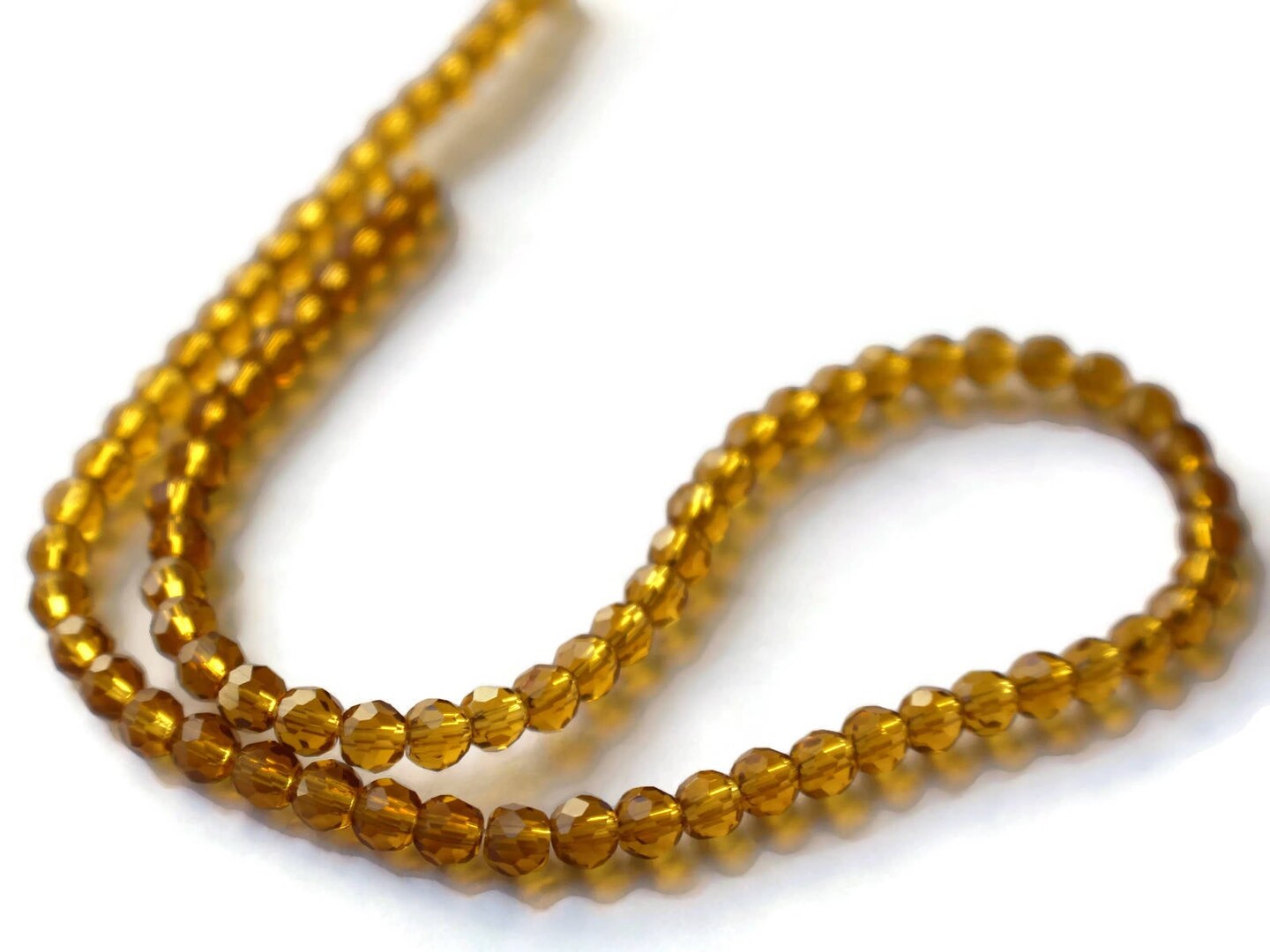 4mm Brown Faceted Round Glass Beads