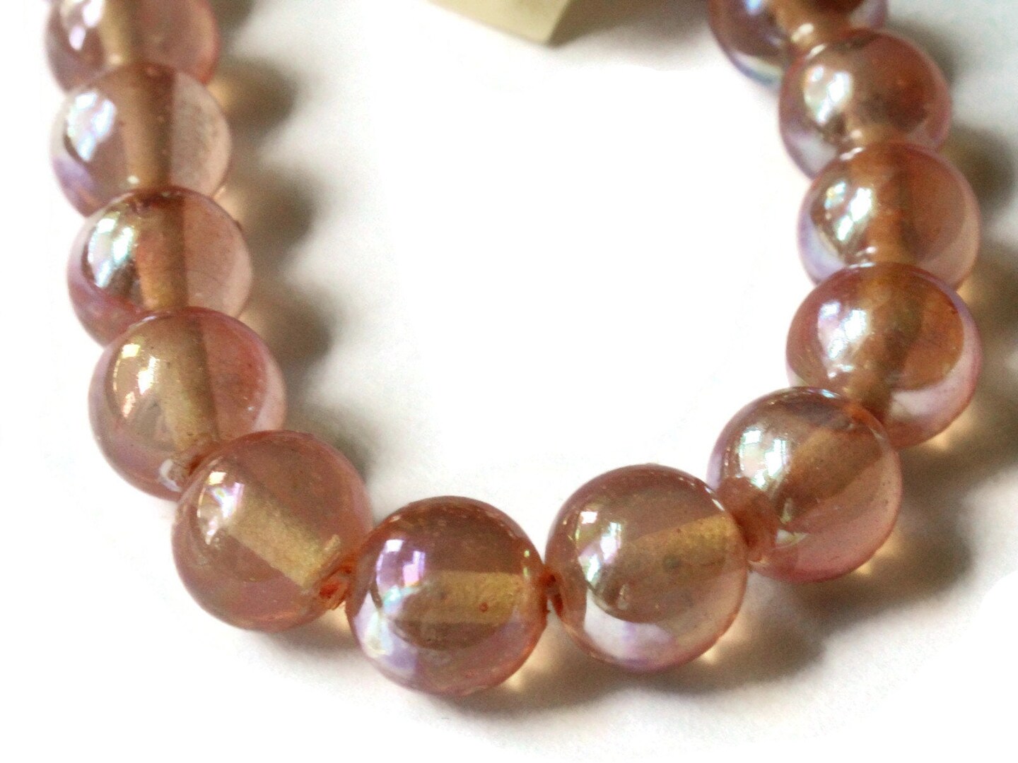 42 10mm Round Pink Glass Beads Vintage Made in Japan Glass Beads