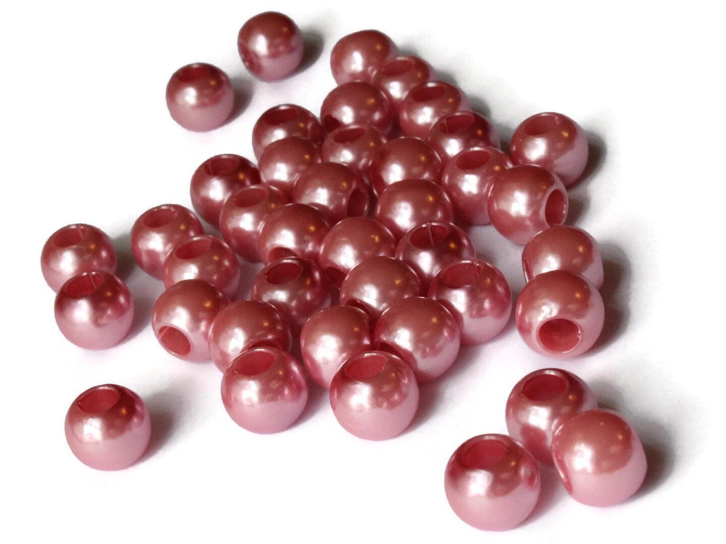 40 12mm Large Hole Pink Pearls Plastic Pearl Beads Faux Pearl Beads bH3