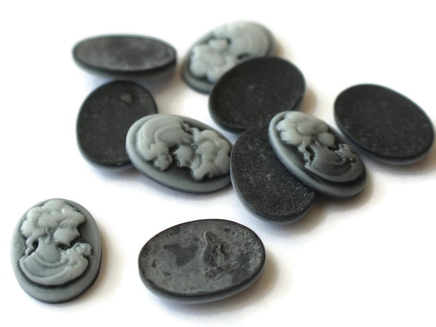 10 18x13mm Black Cameo Cabochons Resin Victorian Cameo Cabochons
