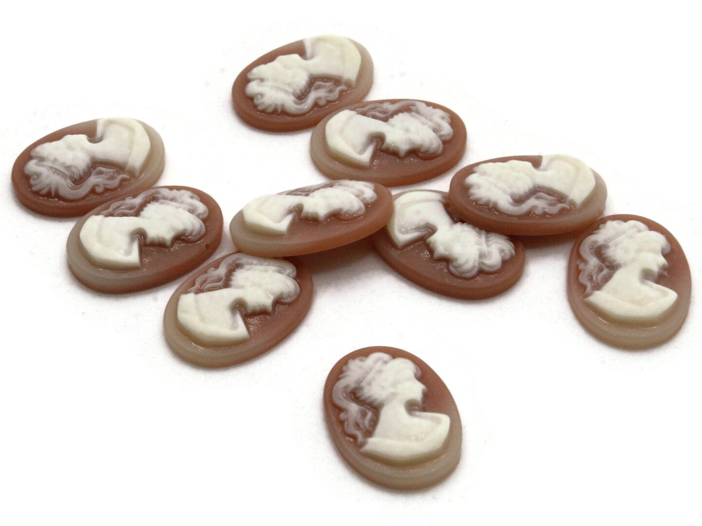 10 18mm x 13mm Two Tone Pink Resin Greek Womans Face Cameo Cabochons