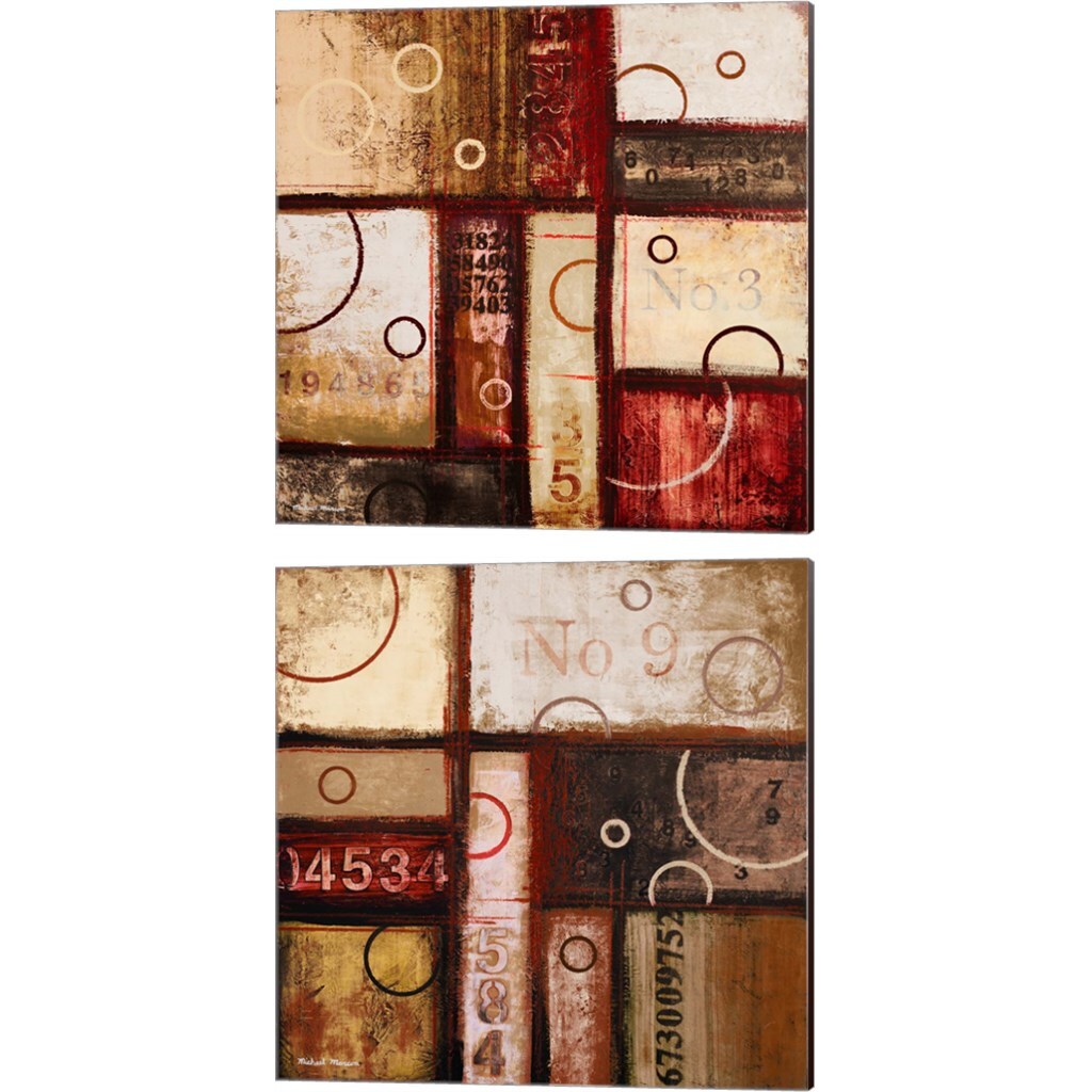Digits in the Abstract by Michael Marcon 14&#x22; x 14&#x22; Canvas Wall Art (Set of 2)