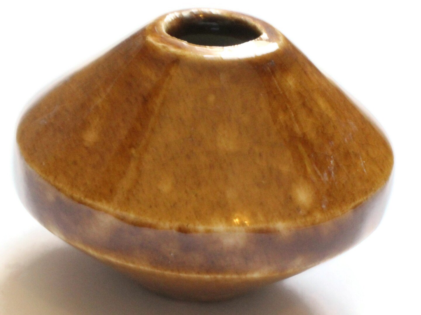 58mm Brown Spotted Saucer Bead Vintage Macrame Ceramic Bead