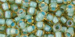 Toho 6/0 Round Japanese Seed Bead, #952, Inside Color AB Light Topaz/Sea Foam Lined, 20 grams