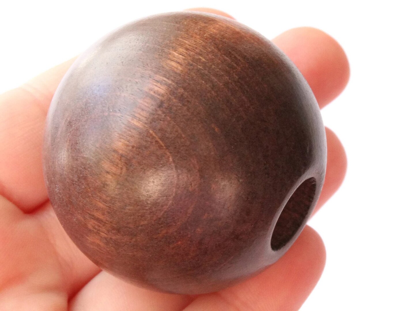 45mm Large Round Brown Wood Beads Vintage Wooden Macrame Beads