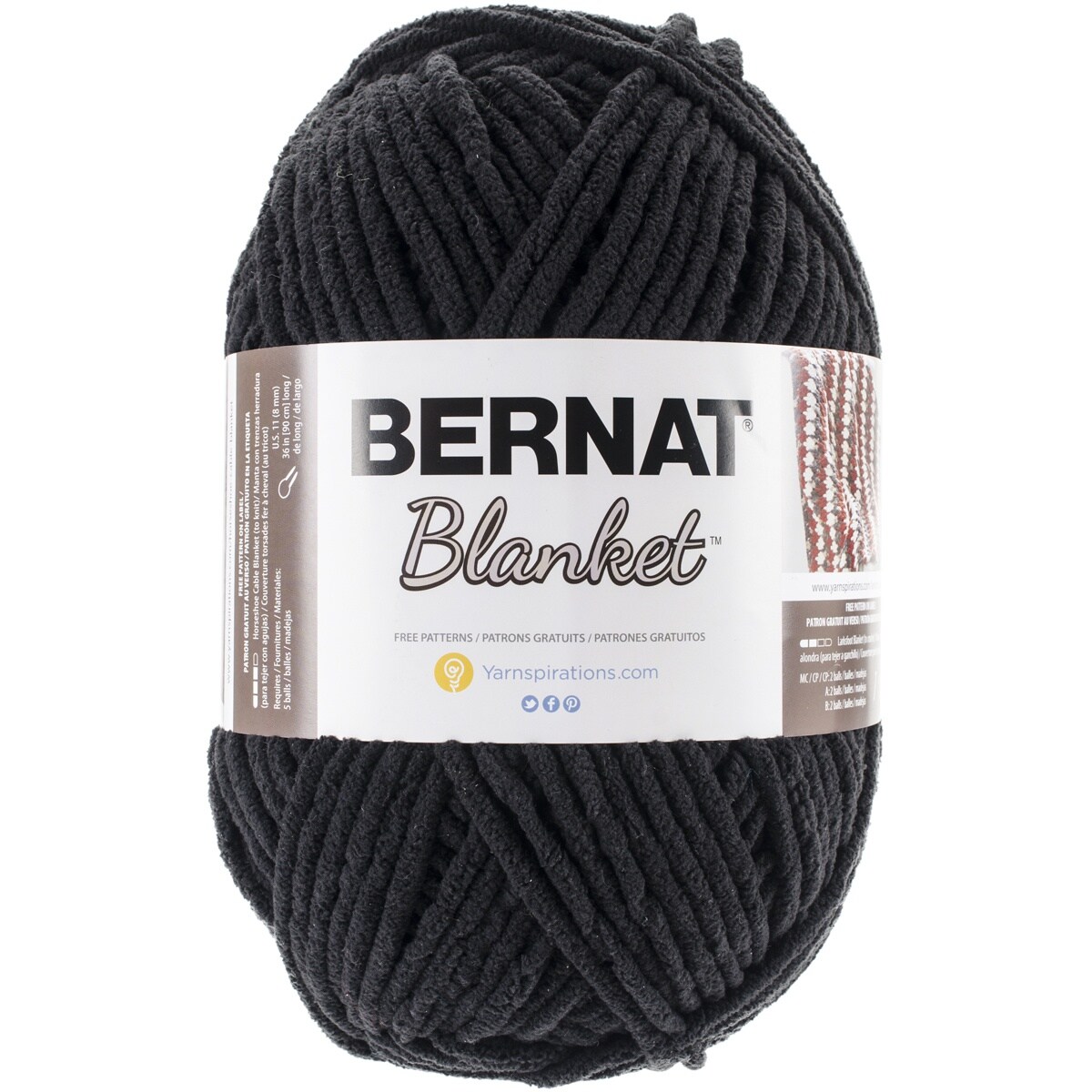 Bernat Blanket Coal Yarn - 2 Pack of 300g/10.5oz - Polyester - 6 Super Bulky - 220 Yards - Knitting/Crochet