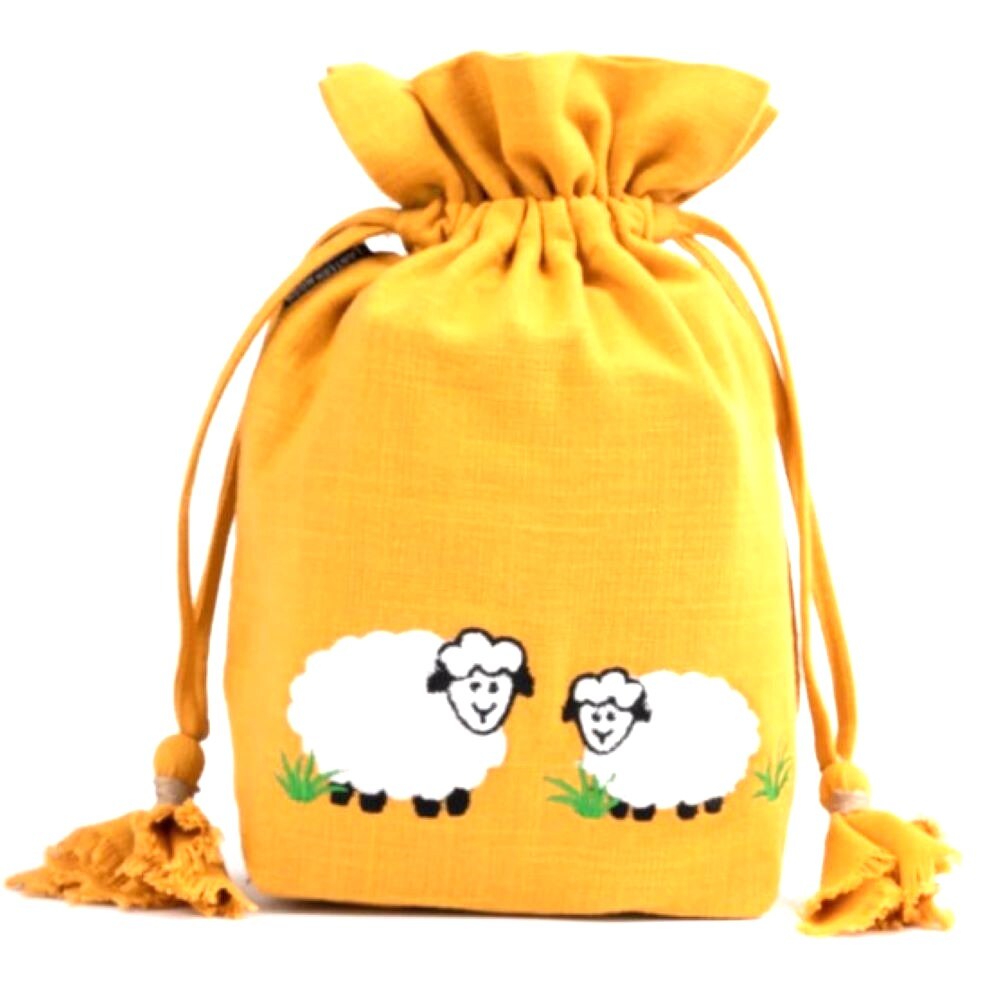 Lantern Moon Meadow Bag, White Sheep/Gold Back