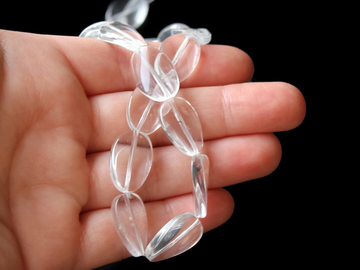 18 19mm Clear Flat Oval Twist Crystal Glass Beads Full Strand Loose Beads