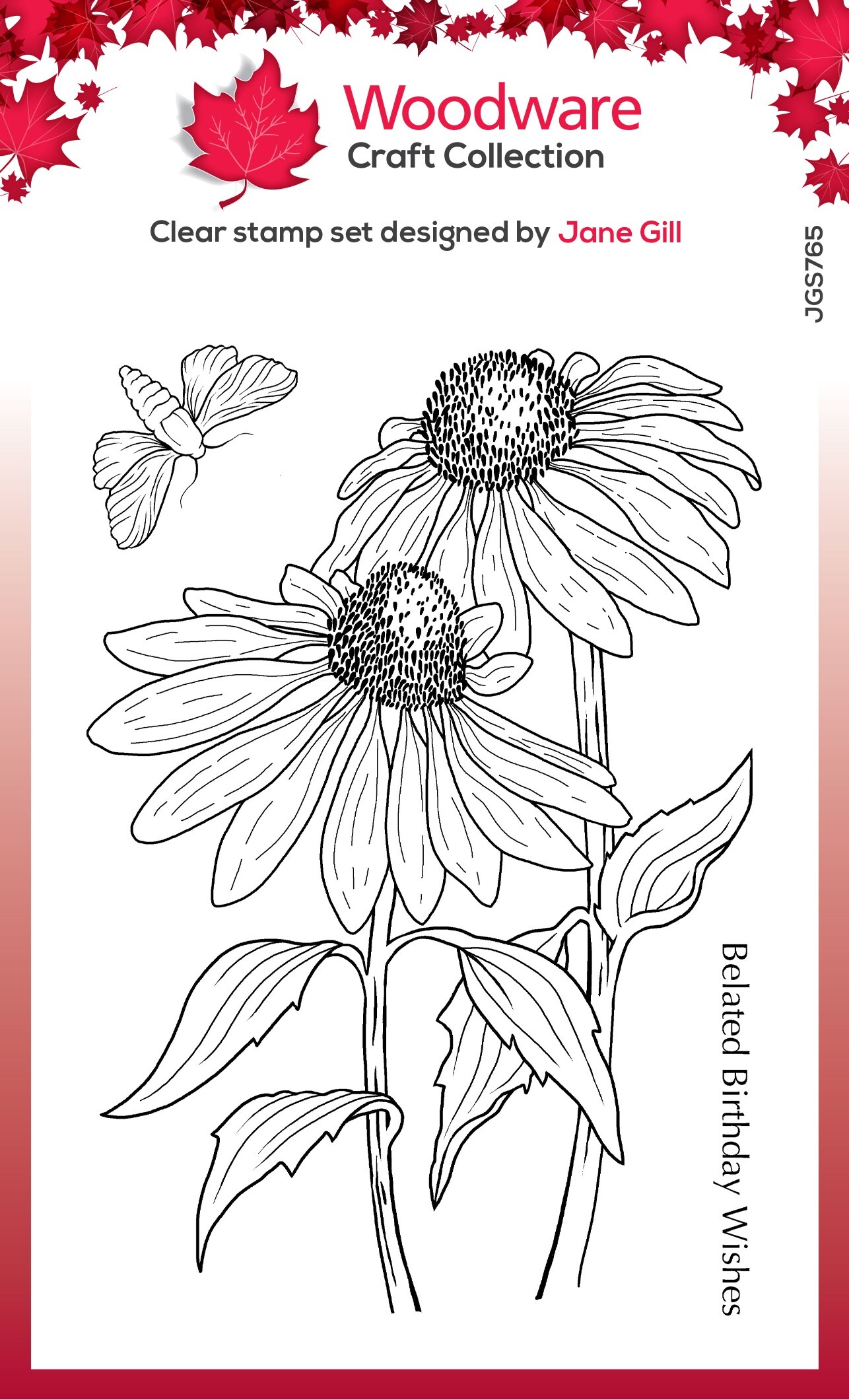 Woodware Clear Stamps 4&#x22;X6&#x22;-Echinacea &#x26; Moth