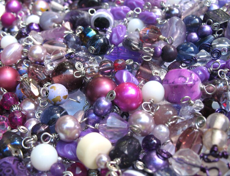 Purple Bead Charms Grab Bag, 25 pc Dangle Charm Assortment, Adorabilities