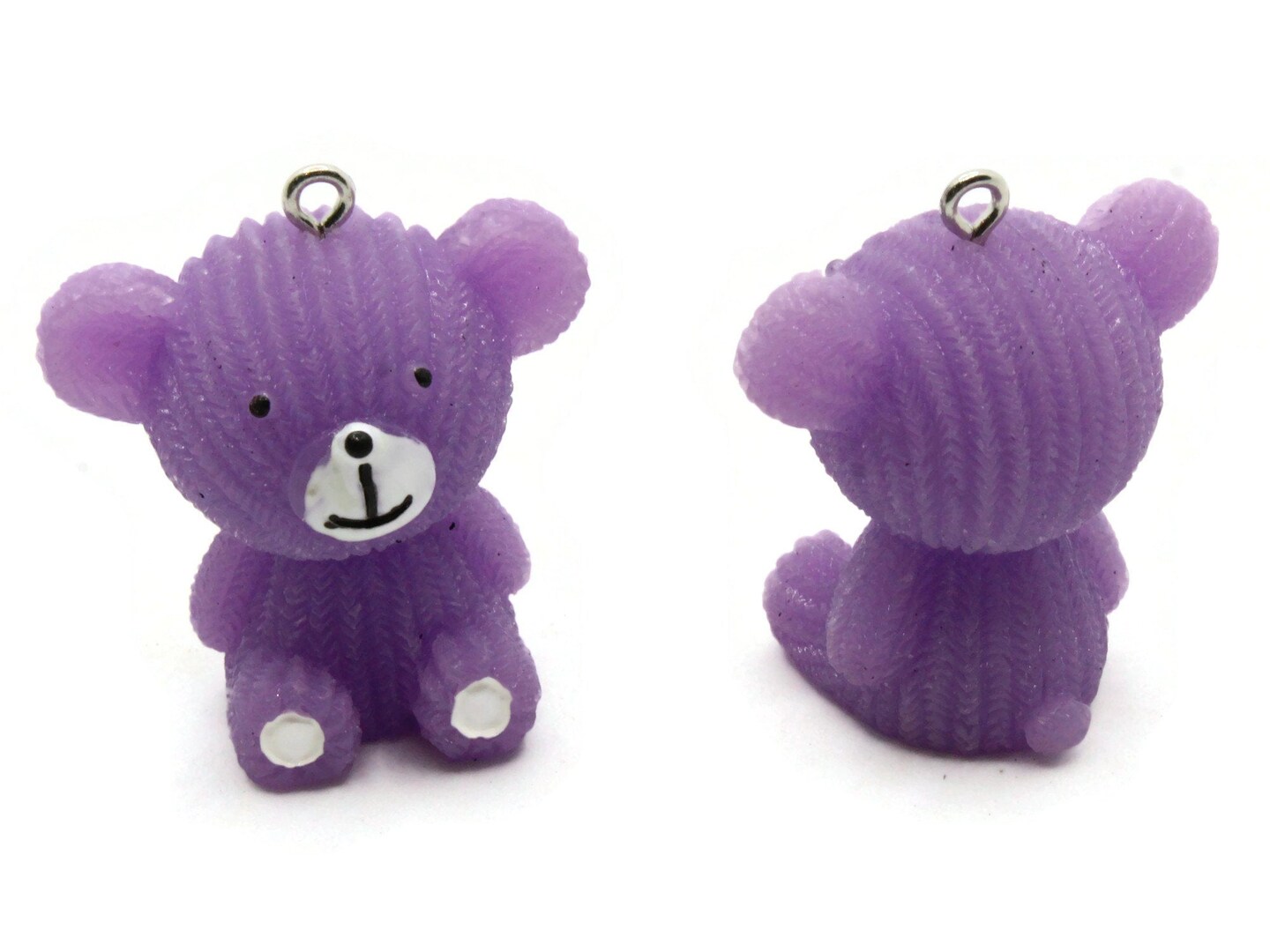 2 33mm Purple Teddy Bear Resin Charms