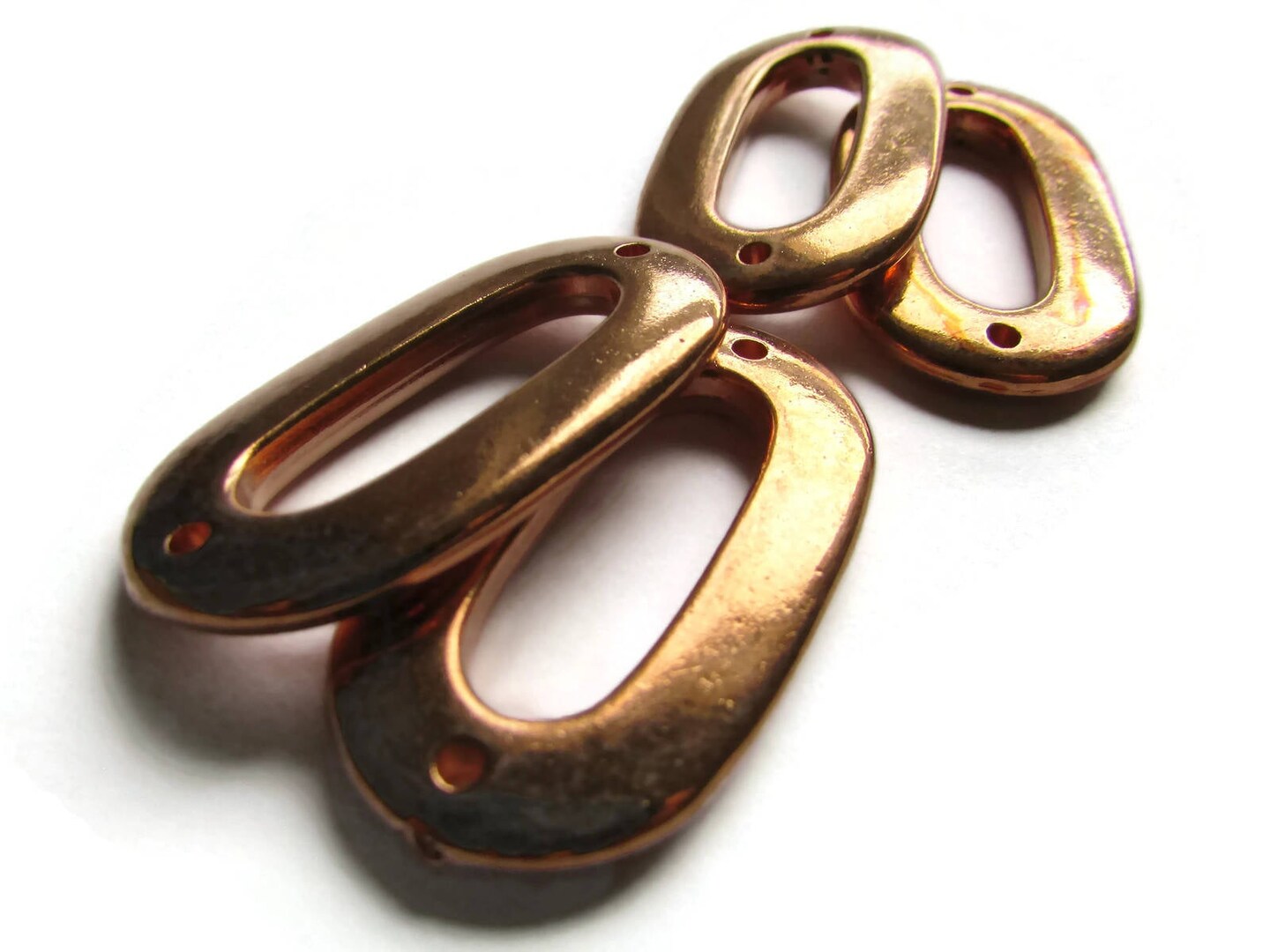 4 38mm Vintage Red Copper Beads Flat Oval Donut Copper Plated Plastic Beads