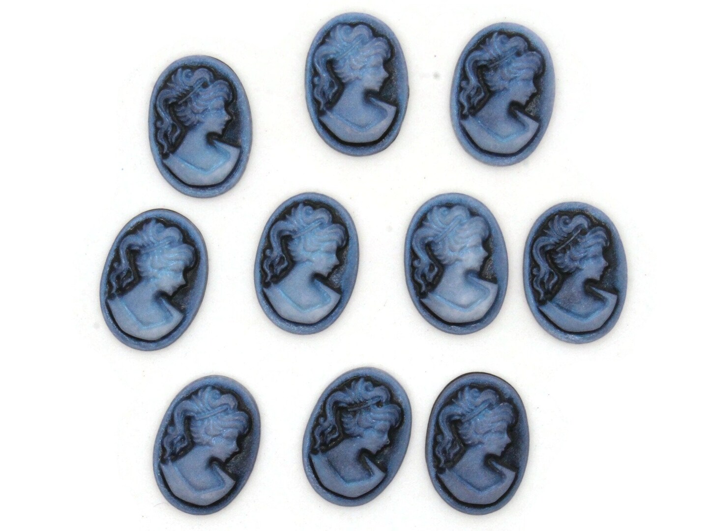 10 18x13mm Black with Blue Face Cameo Resin Greek Style Cabochons Flatback Crystals Michaels